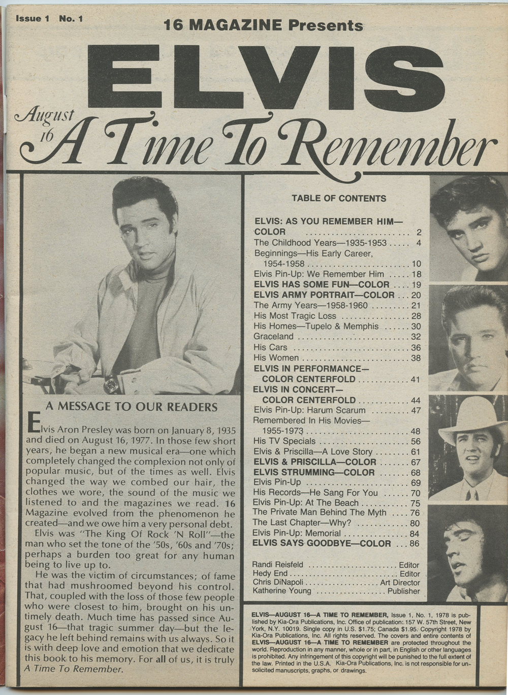 Elvis Presley Magazine Back Issue 1978 Elvis a Time To Remember