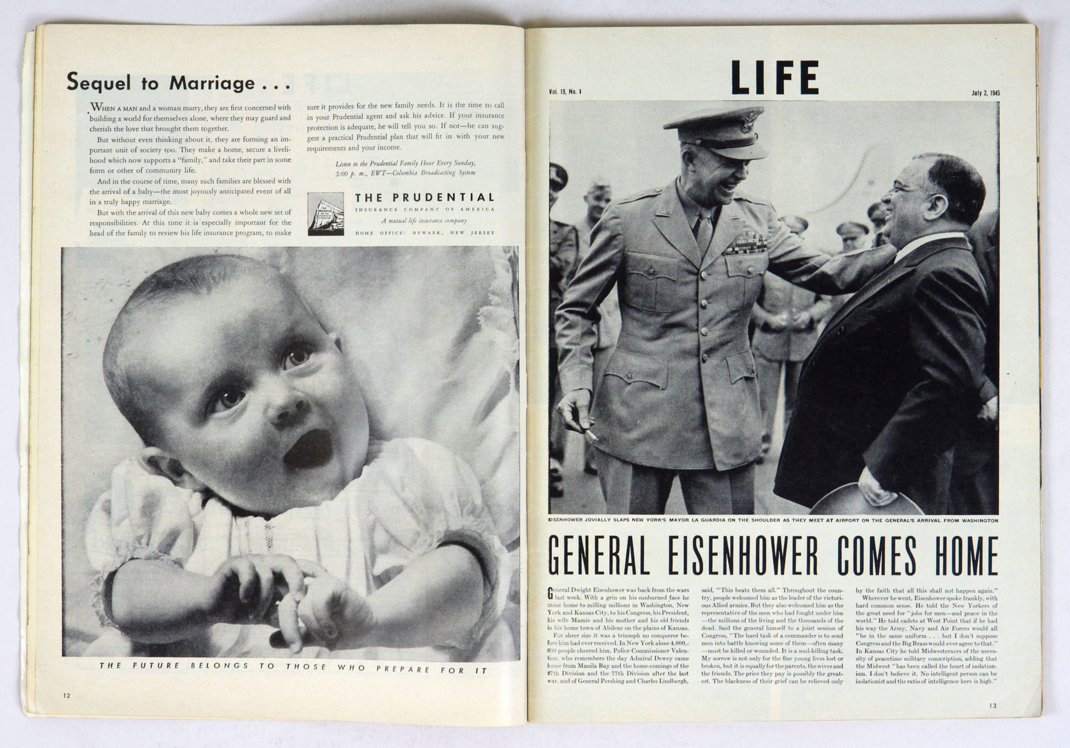 LIFE Magazine Back Issue 1945 July 2 American Flag with Navy Ships