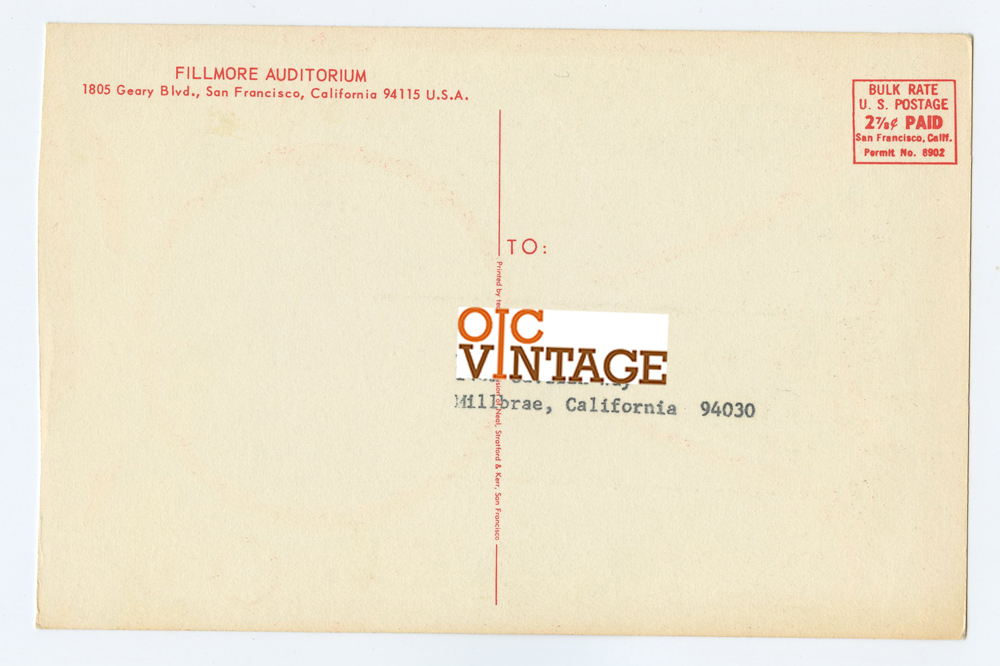 BG  77 Postcard Mailed Steve Miller Moby Grape 1967 Aug 13