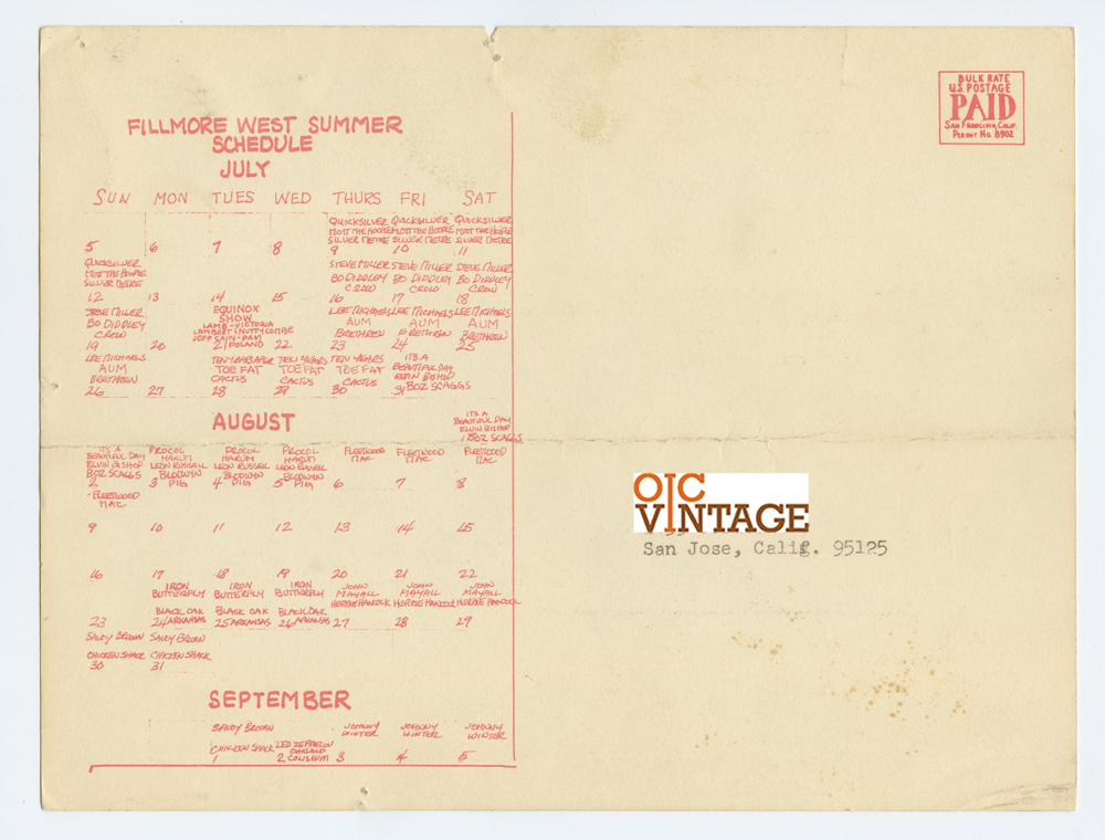 BG 243 BG 244 Postcard Mailed Cold Blood Steve Miller 1970 Jul