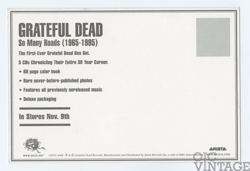 Grateful Dead Postcard 1995 So Many Roads New Album Promotion Arista Records