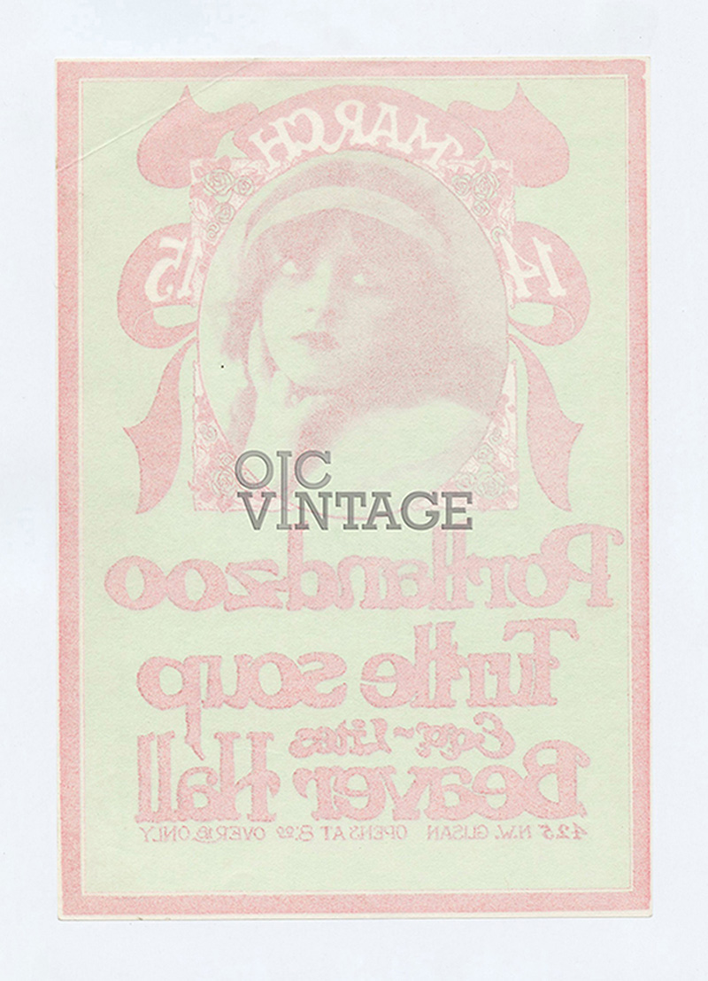 Beaver Hall Handbill Turtle Soup Portland Zoo 1969 Mar 14 Bruce Weber