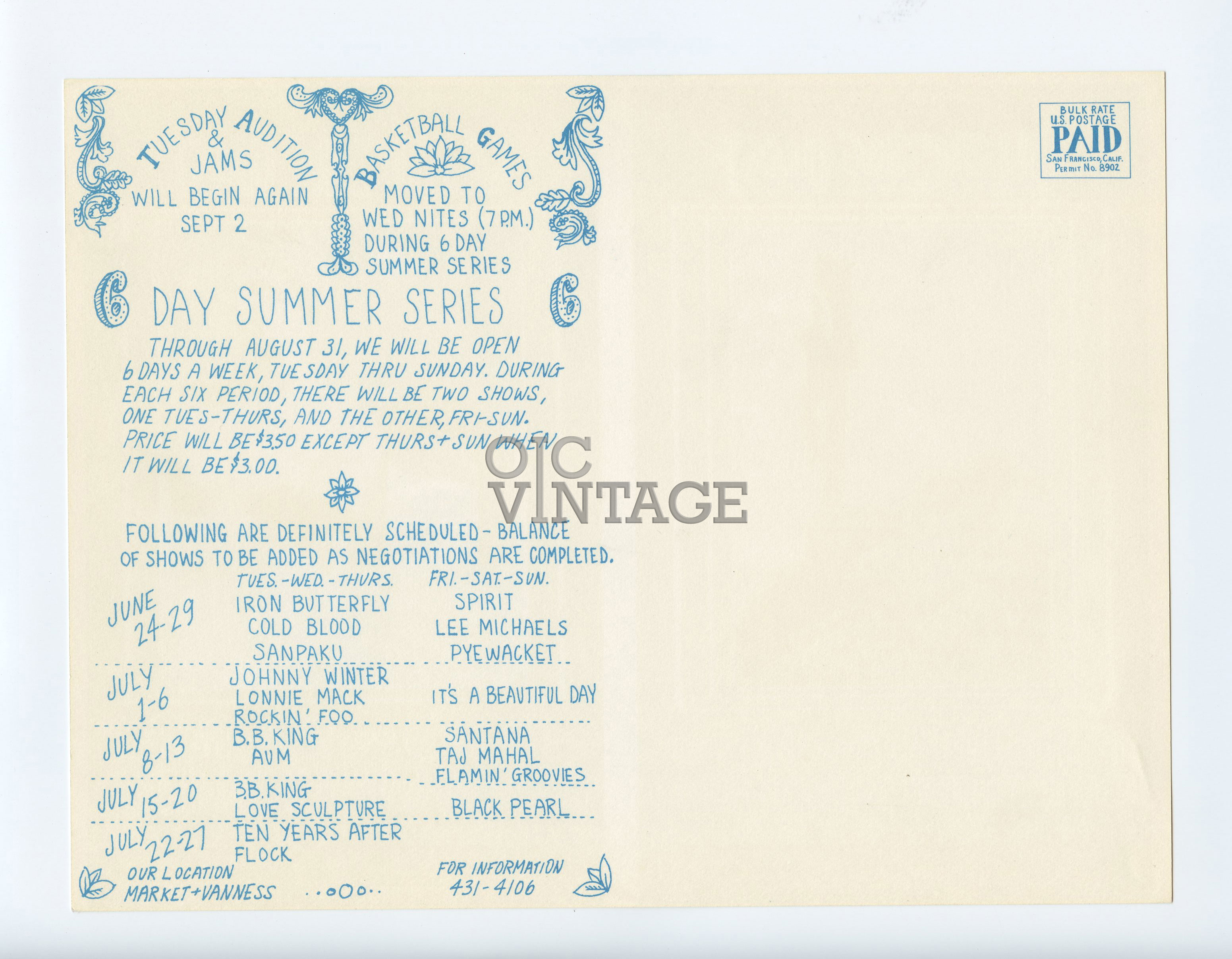 BG 178 BG 179 Postcard The Byrds The WHO Santana 1969 Jun 17