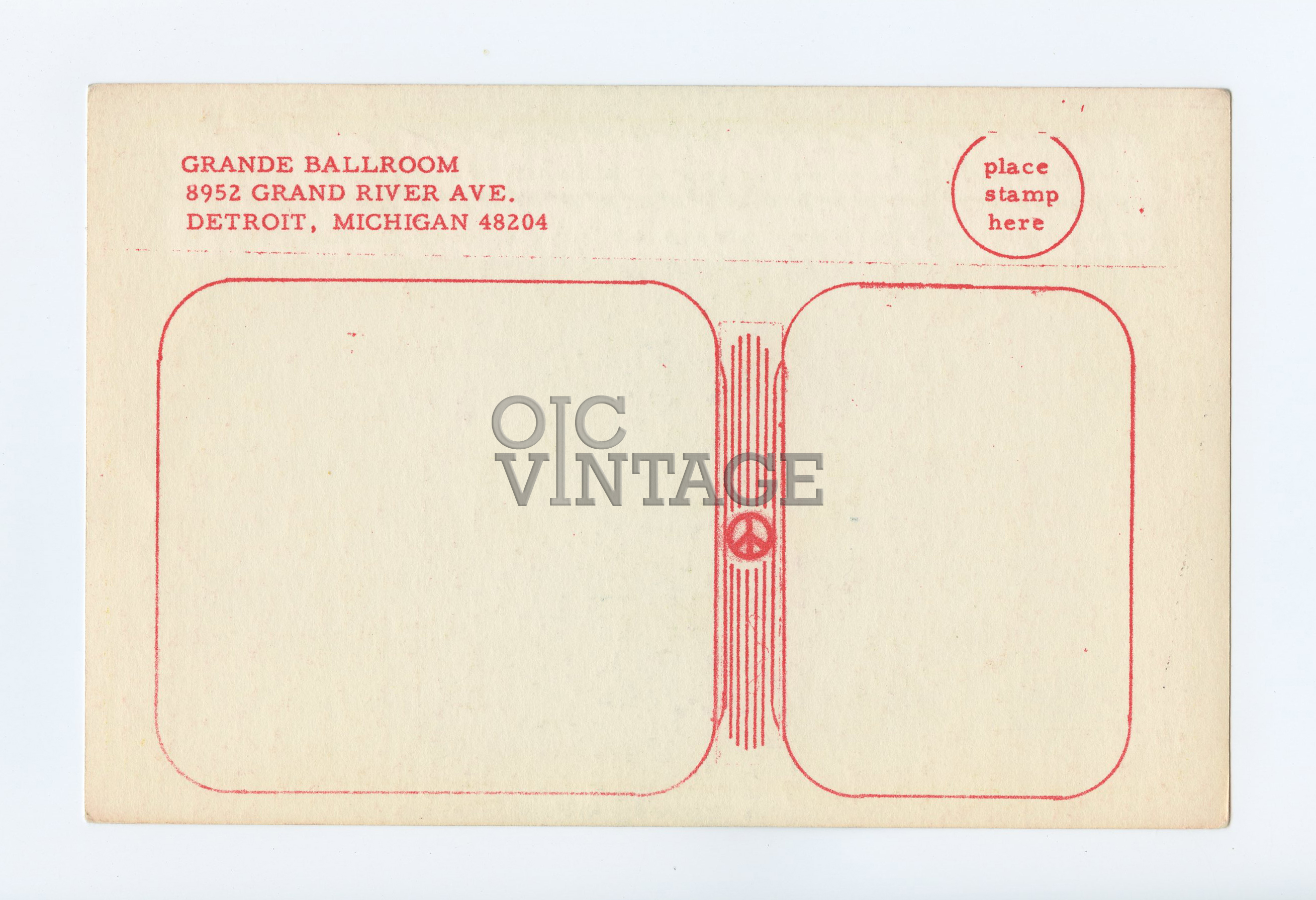 Grande Ballroom Postcard 1968 Jan 26 Lyman Woodard Trio Jagged Edge