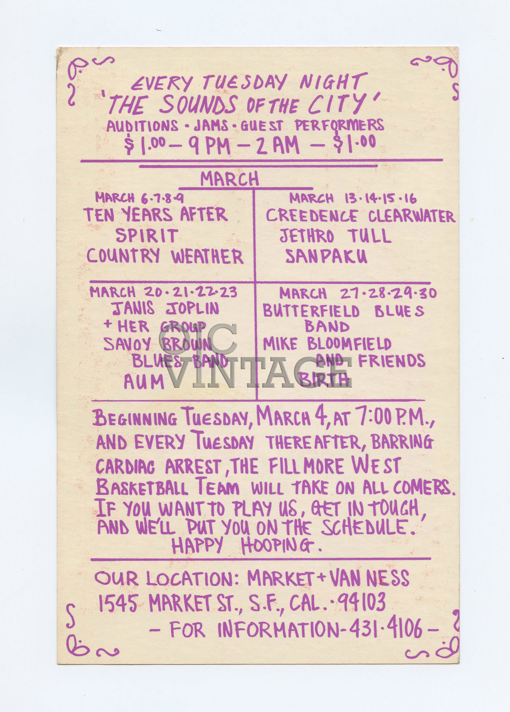 BG 163 Postcard Ad Back Spirit Ten Years After 1969 Mar 6