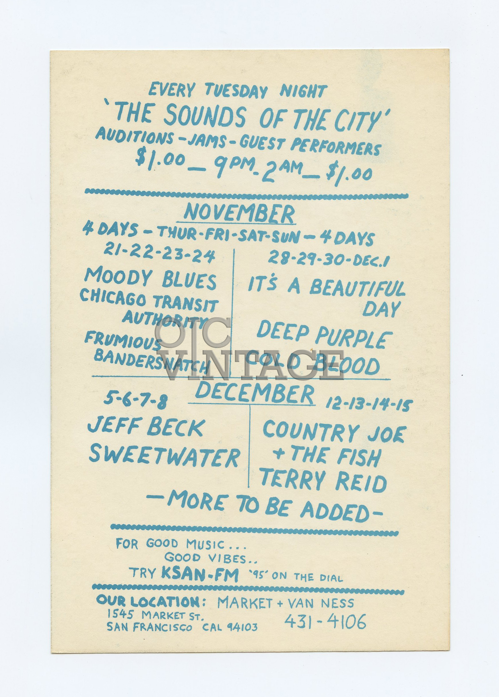 BG 146 Postcard Ad Back Moody Blues Frumious Bandsnatch 1968 Nov 21