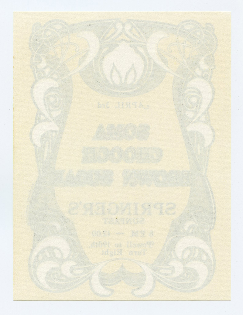 Springers Ballroom Portland Handbill 1971 SOMA Chooch Brown Sugar
