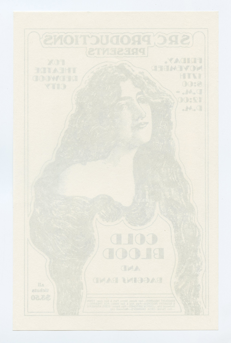 Cold Blood Handbill 1972 Nov 17 Fox Theatre Redwood City