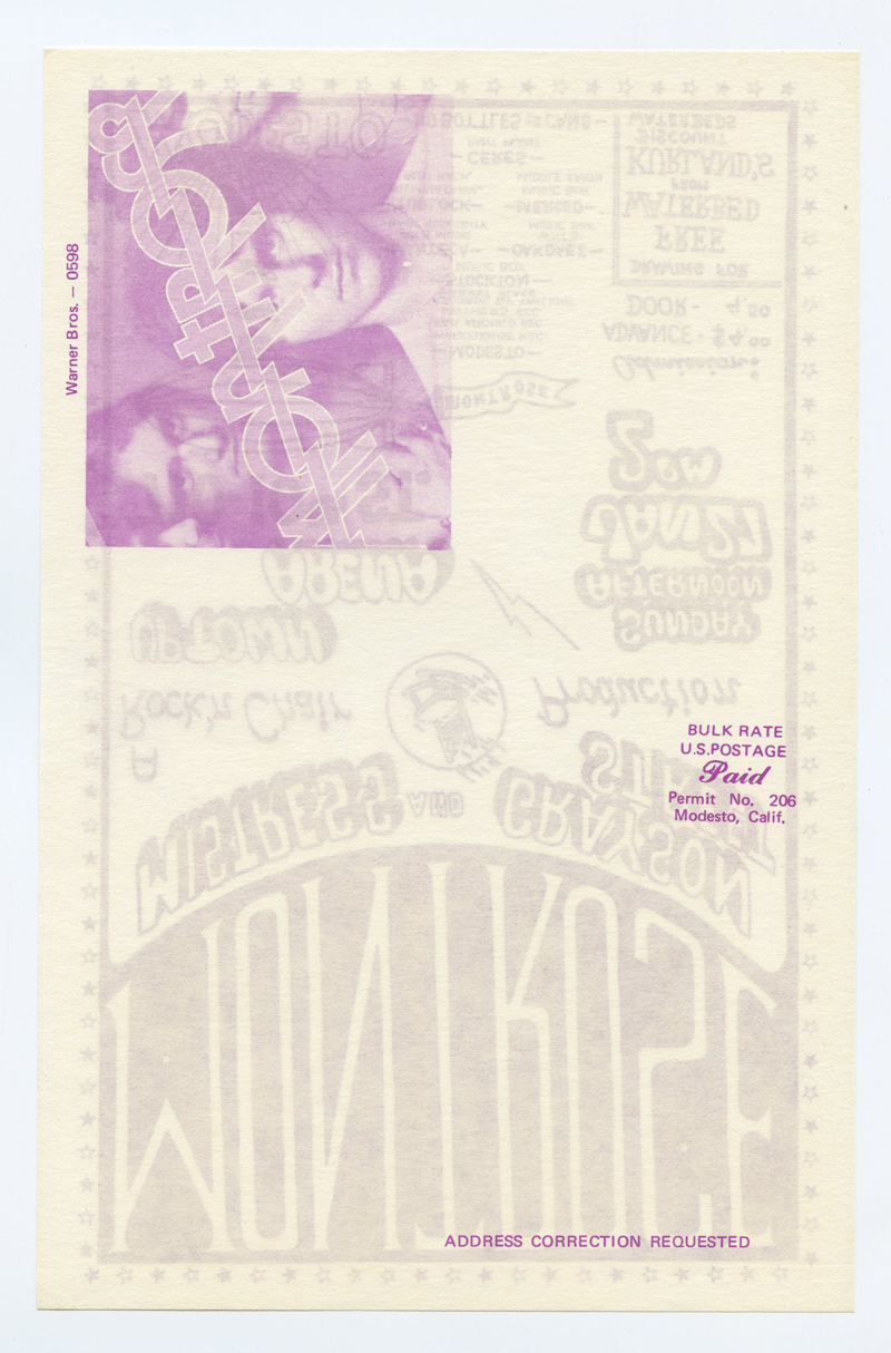 Montrose Handbill Postage Paid Mailed Mistress & Grayson Street 1974 Modesto