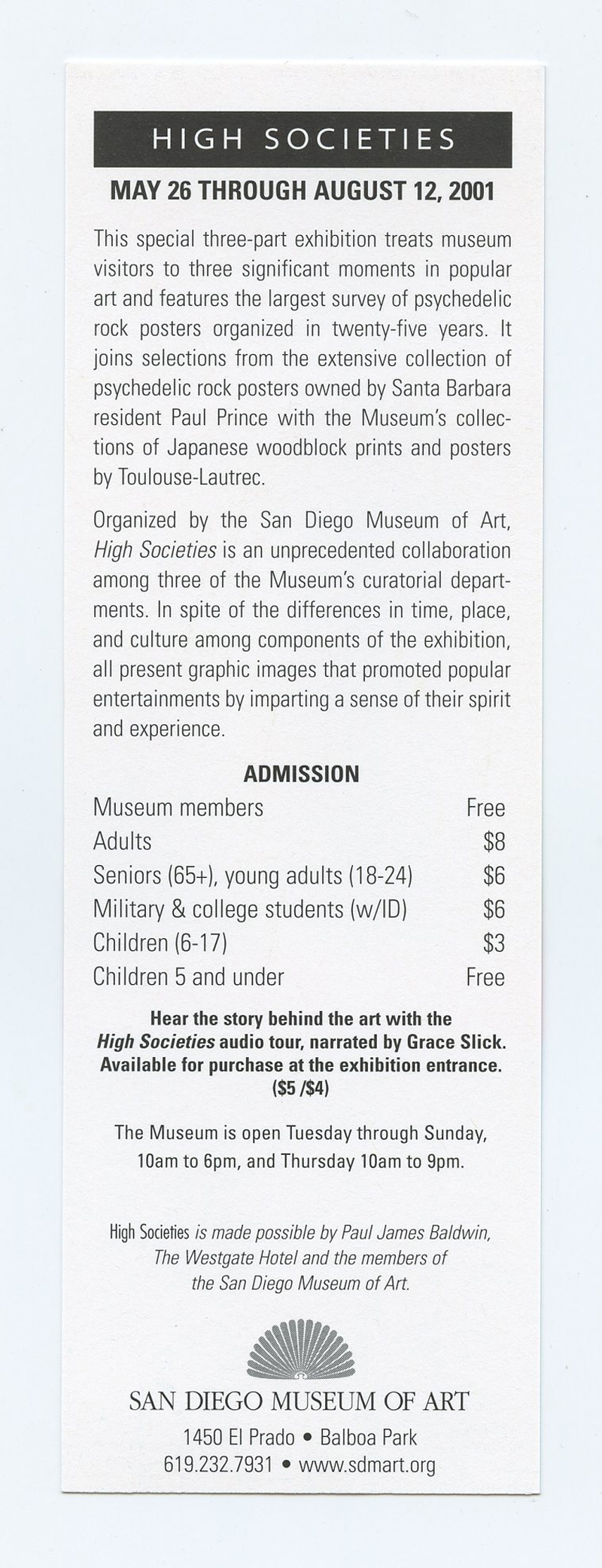 Victor Moscoso Handbill San Diego Museum of Modern Art 2001
