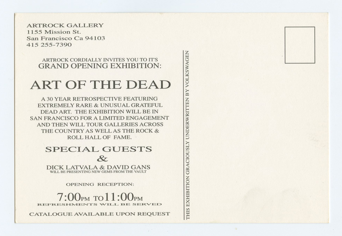 Grateful Dead Rock Poster Art of Dead Exhibition Postcard 1996 Robert D. Thomas ArtRock Gallery