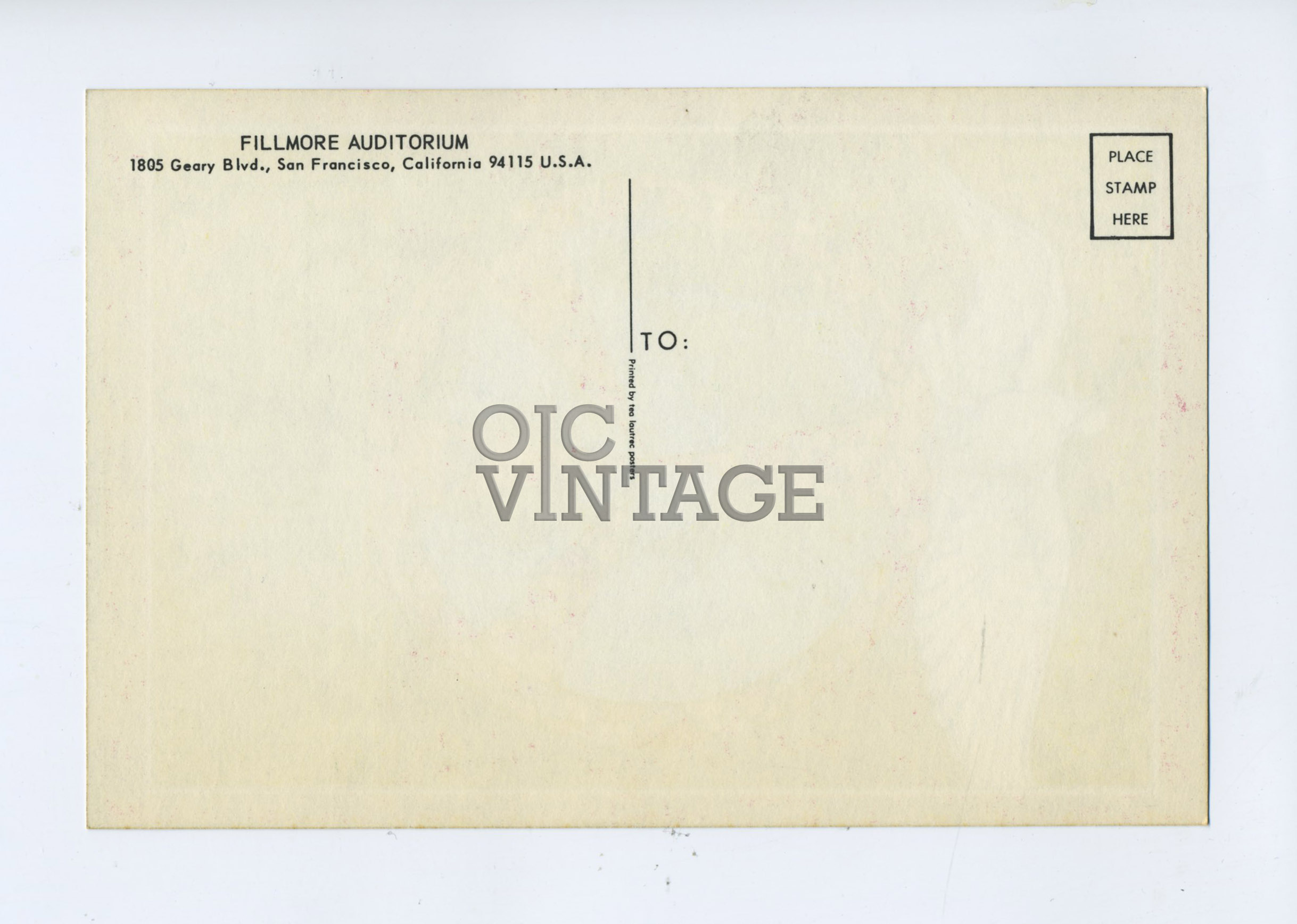 BG 100 Postcard Jefferson Airplane 1967 Dec 31