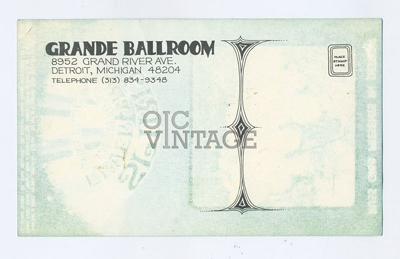 Grande Ballroom Postcard 1968 Jul 19 Spirit James Gang Sou Remains