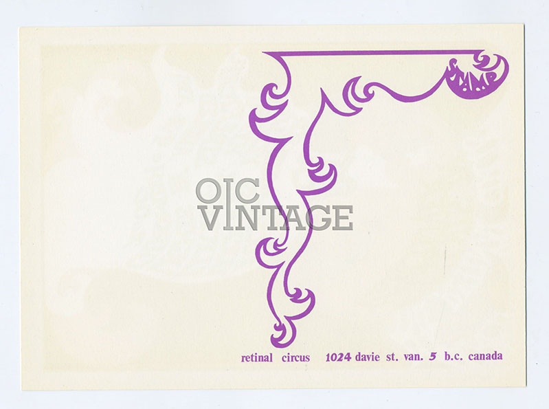Retinal Circus Postcard 1968 March Fat Jack Mother Tuckers Yellow Duck Vancouver Canada