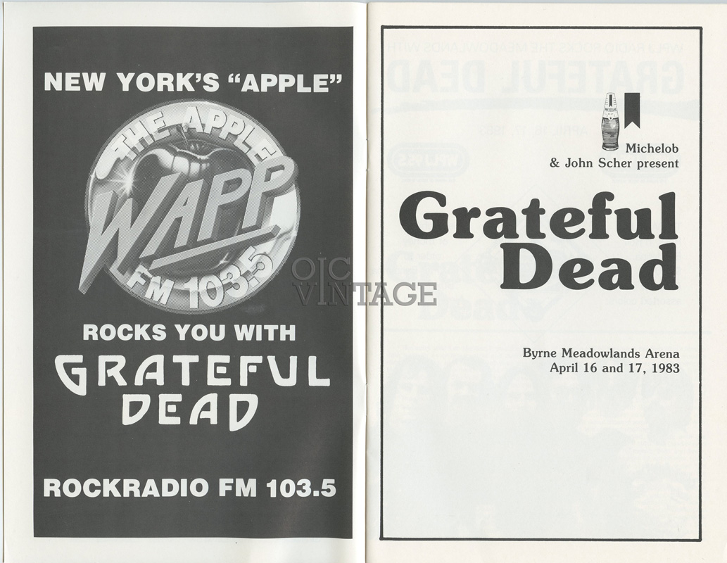 Grateful Dead Concert Program 1983 Apr 16 Byrne Meadowlands Arena James Moyssiadis