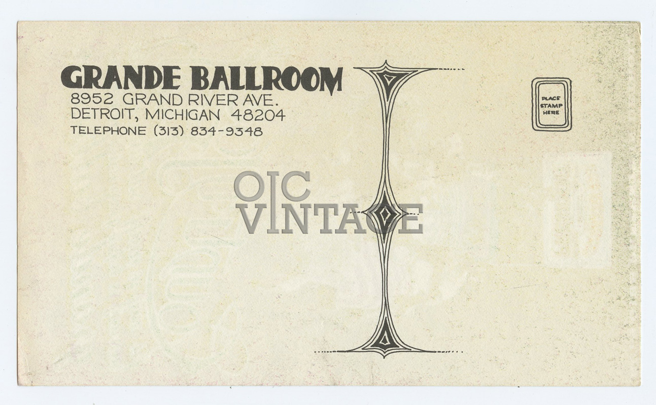 Grande Ballroom Postcard 1968 Aug 16  Country Joe & the Fish AOR 3.156