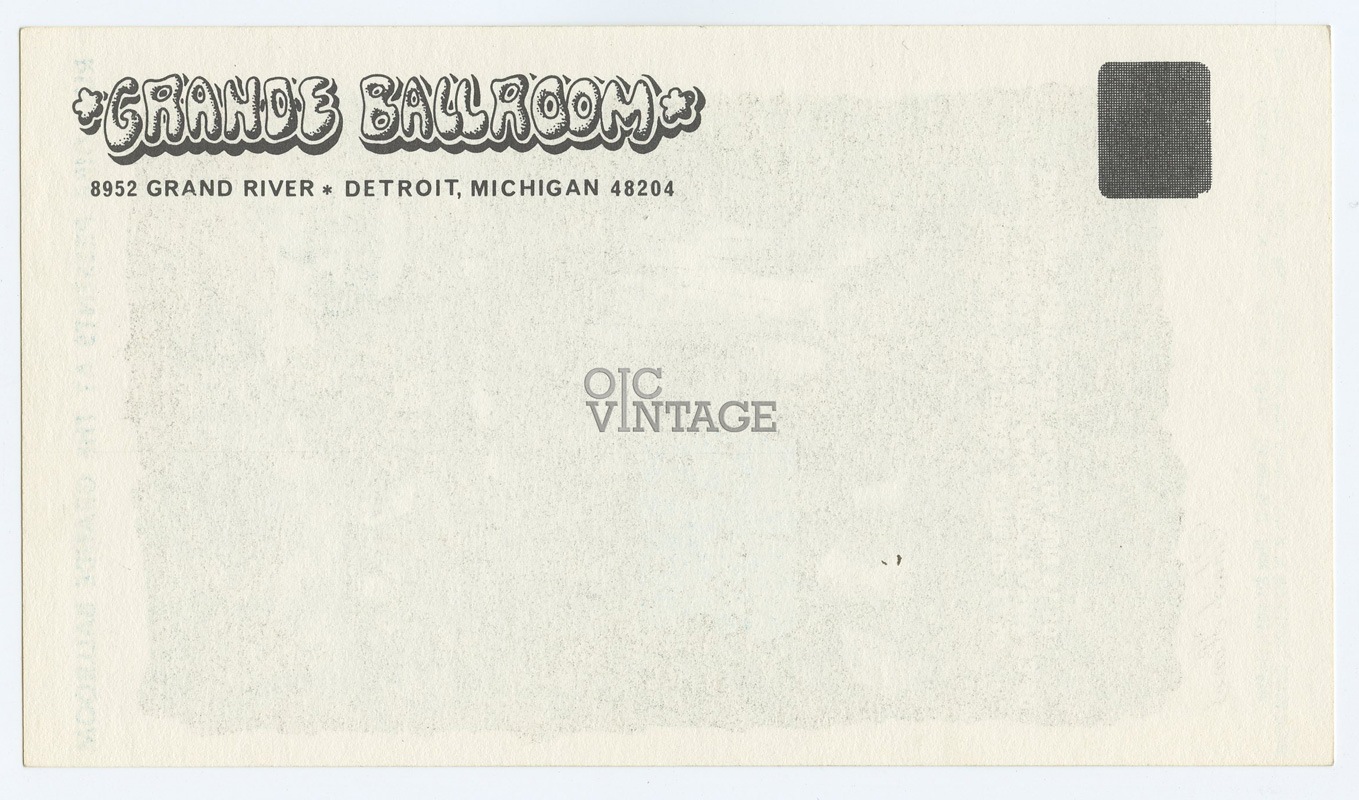 Grande Ballroom Postcard 1969 Jan 3 Amboy Dukes Up Stooges Frozen Sun