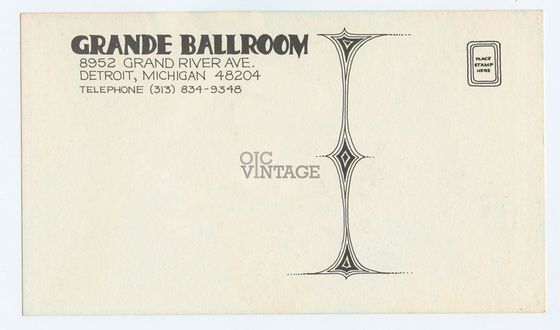 Grande Ballroom Postcard 1968 Dec 6 Canned Heat Hamilton Face AOR 3.146
