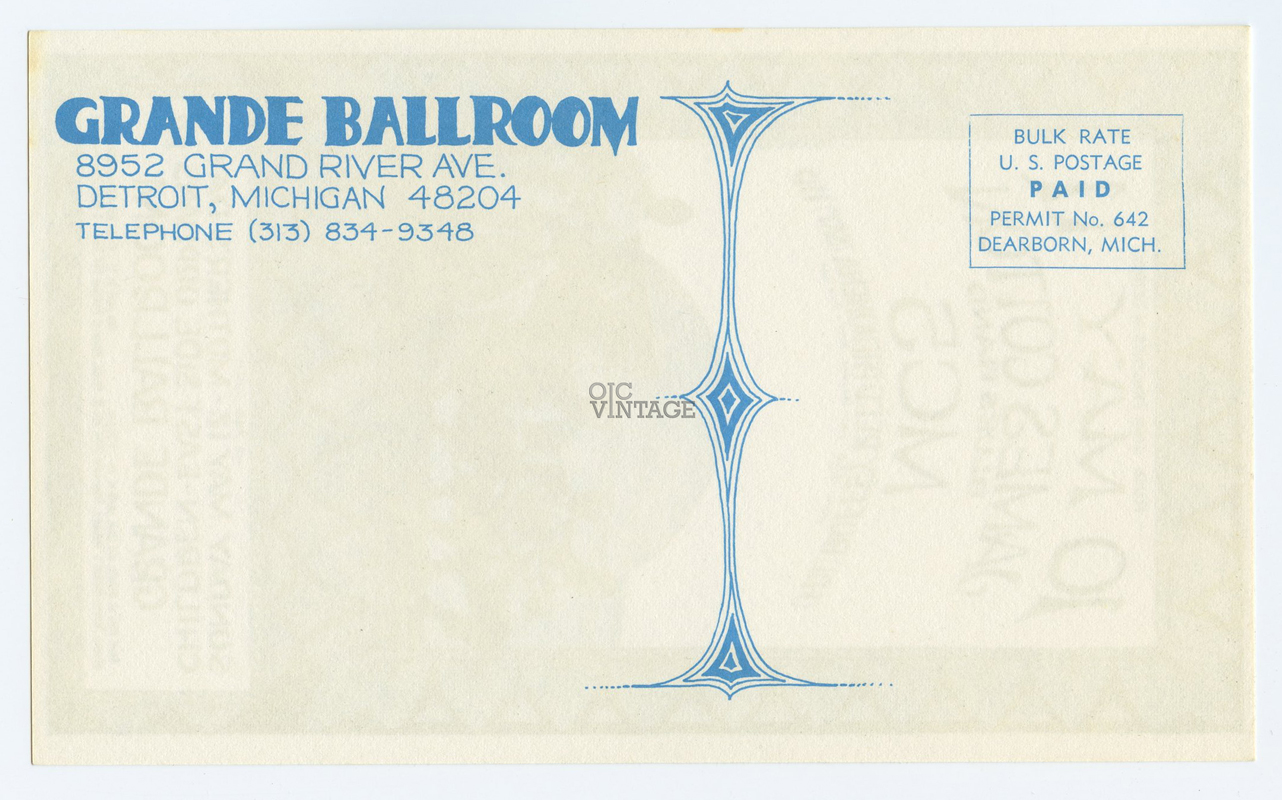 Grande Ballroom Postcard 1968 May 10 James Cotton Blues band MC5