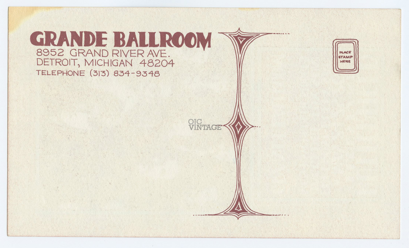 Grande Ballroom Postcard 1968 May 24 Butterfield Blues Ban Jagged Edge MC5