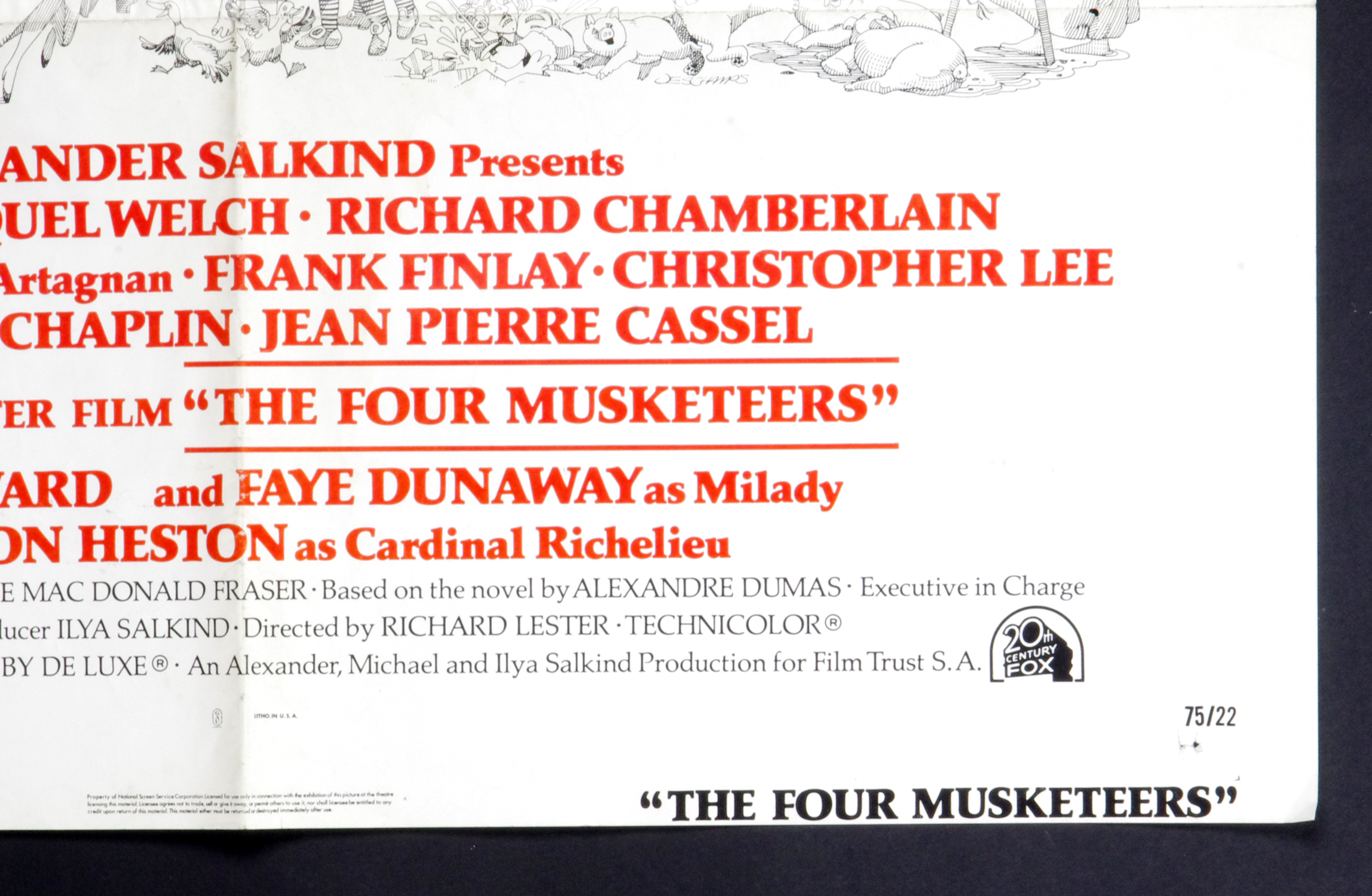 Four Musketeers Poster Movie Original Vintage 1974 Michael York Raquel Welch