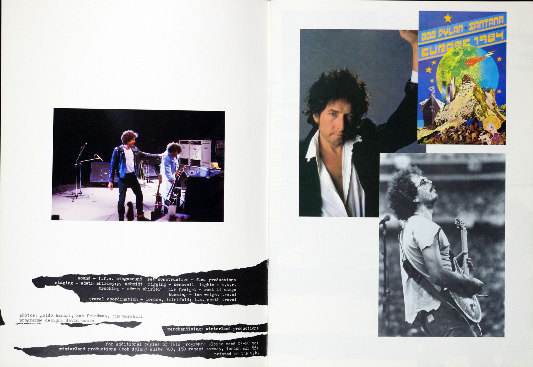 Bob Dylan Santana 1984 Europe Tour Program