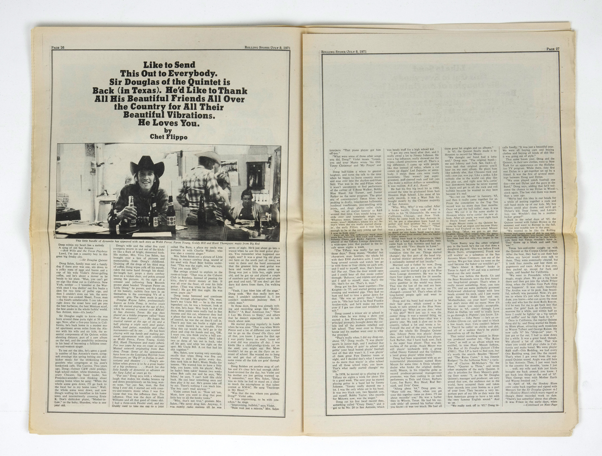 Rolling Stone Magazine Back Issue 1971 Jul 8 No. 86 Sir Douglas Goes Home w/ SF supplement