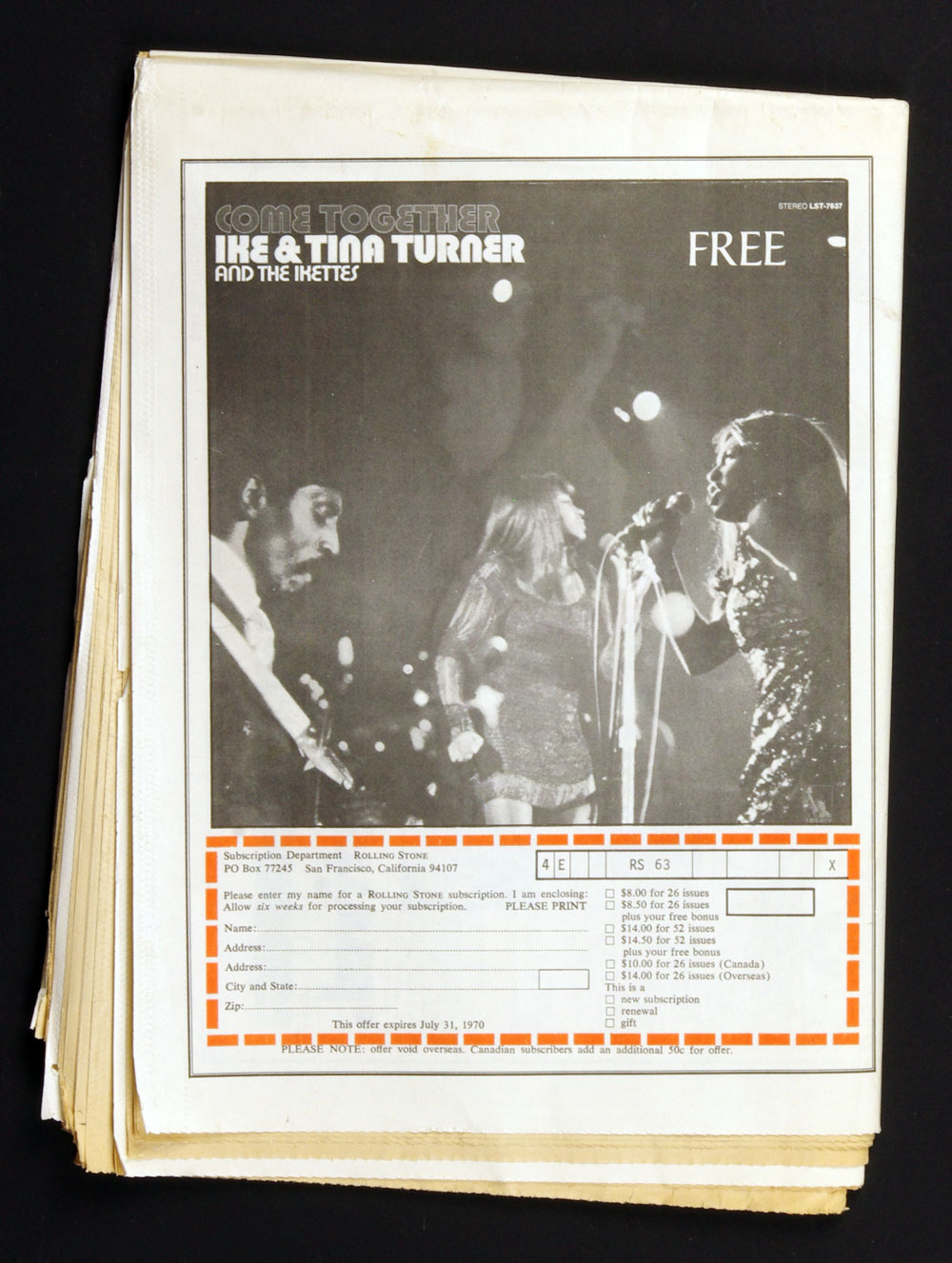 Rolling Stone Magazine Back Issue 1970 Jul 23 No. 63 David Crosby