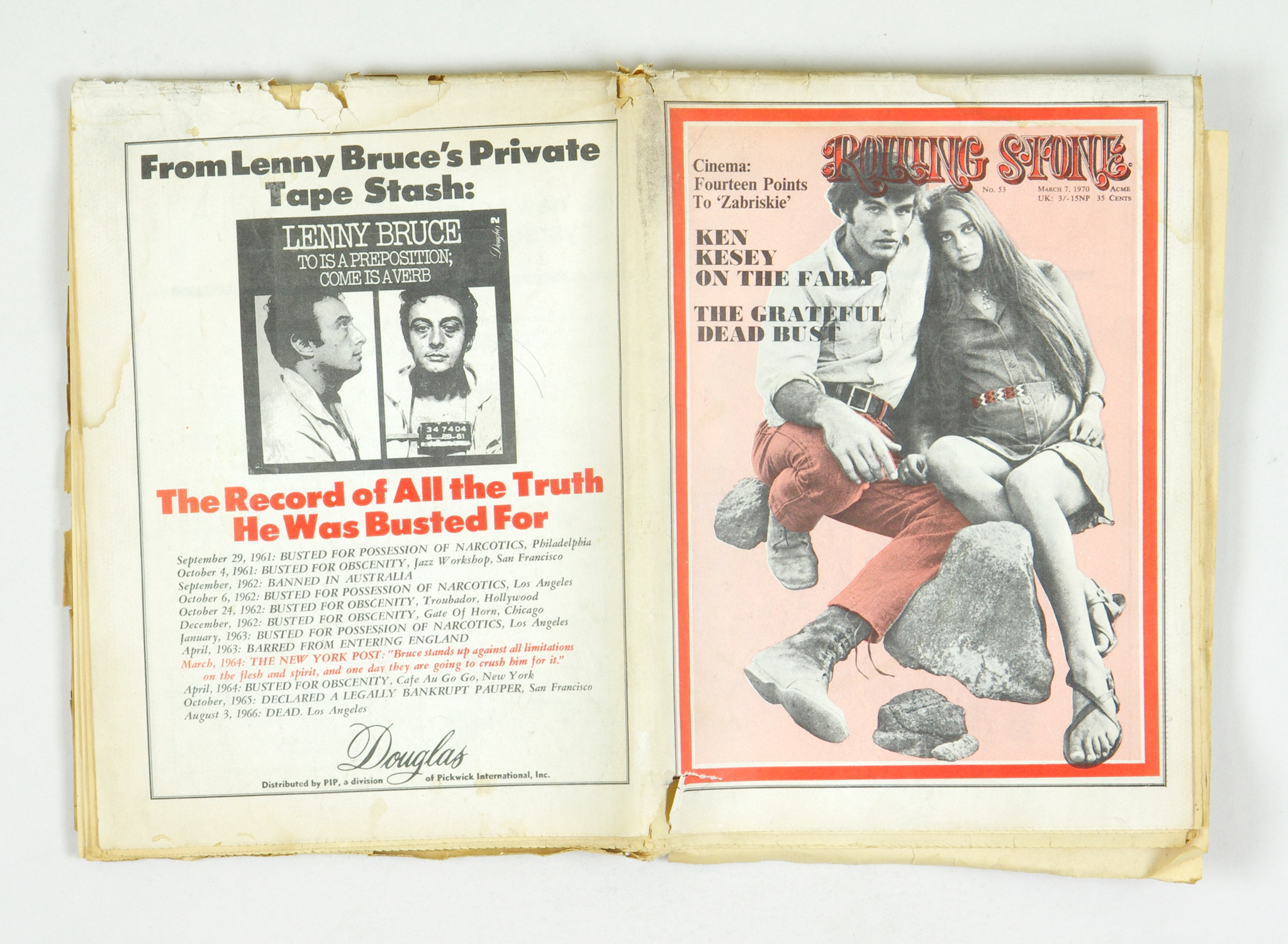 Rolling Stone Magazine  Back Issue 1970 Mar 7 No.53 Mark Frechette & Dara Halprin