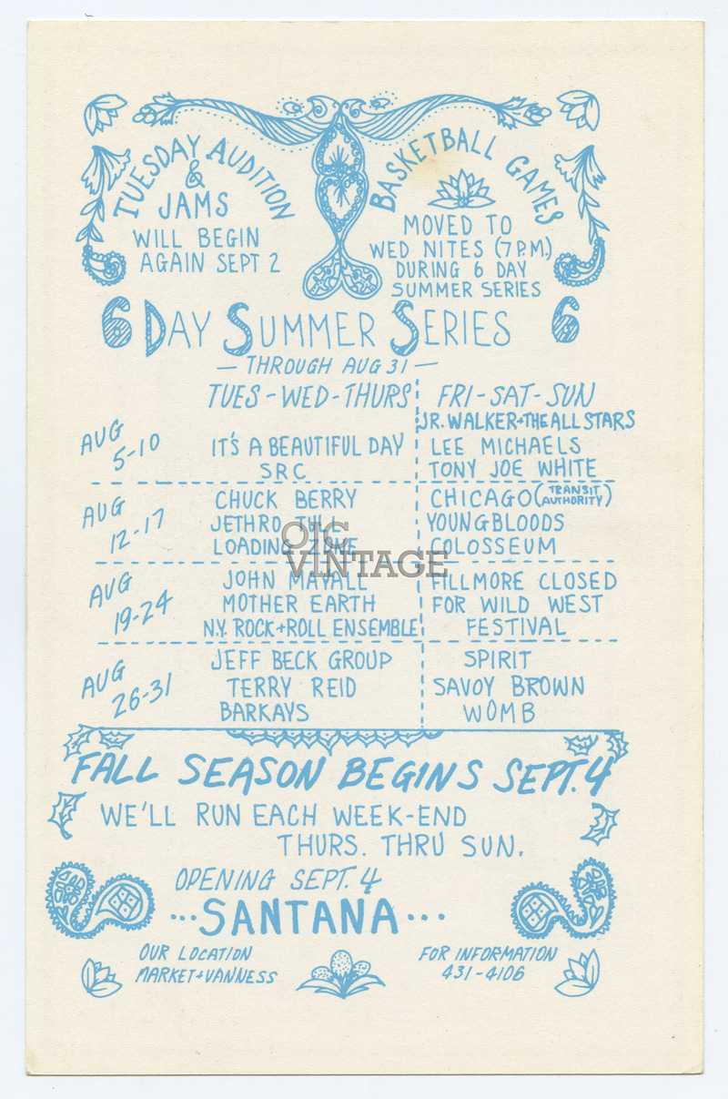 BG 187 Postcard Ad Back Jethro Tull 1969 Aug 12 David Singer signed