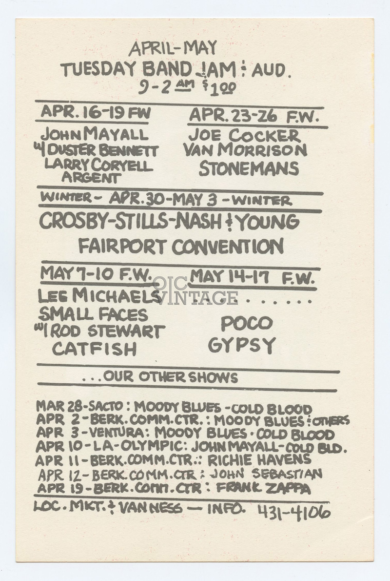 BG 228 Postcard Ad Back John Mayall 1970 Apr 16 David Singer singed