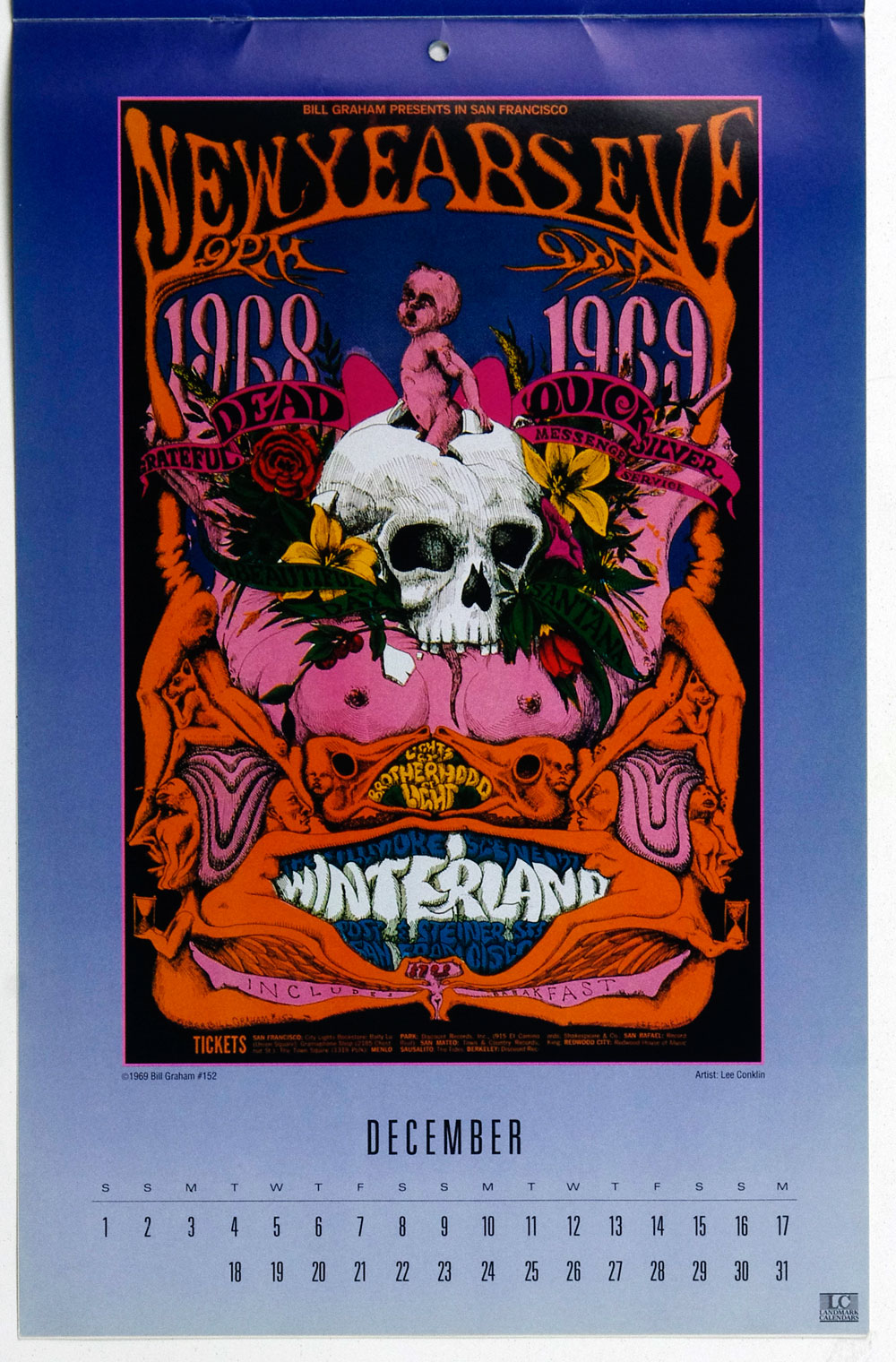 Bill Graham Fillmore Poster Calendar 1990 Vintage Original
