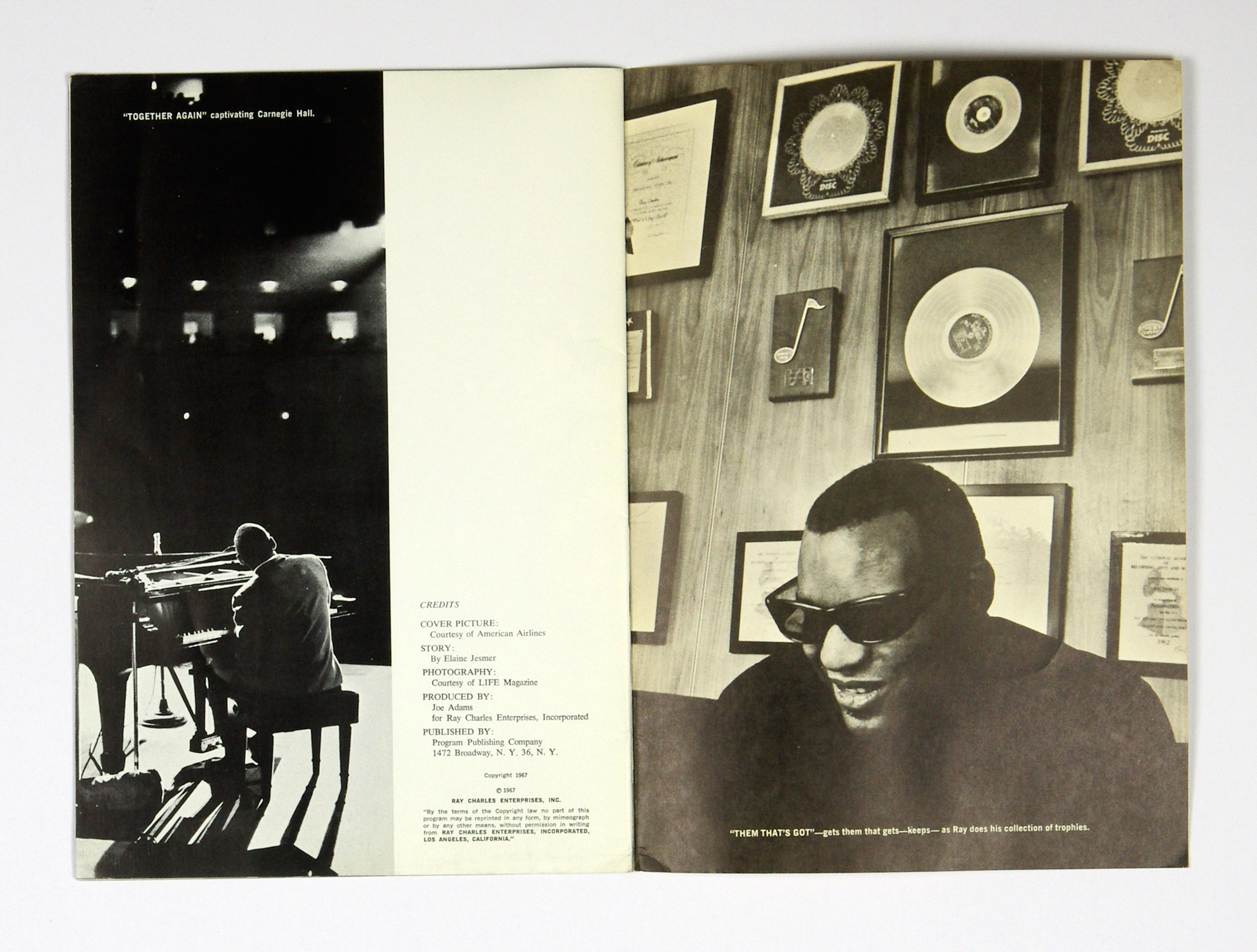 Ray Charles 1967 The Ray Charles Show tour Program Book