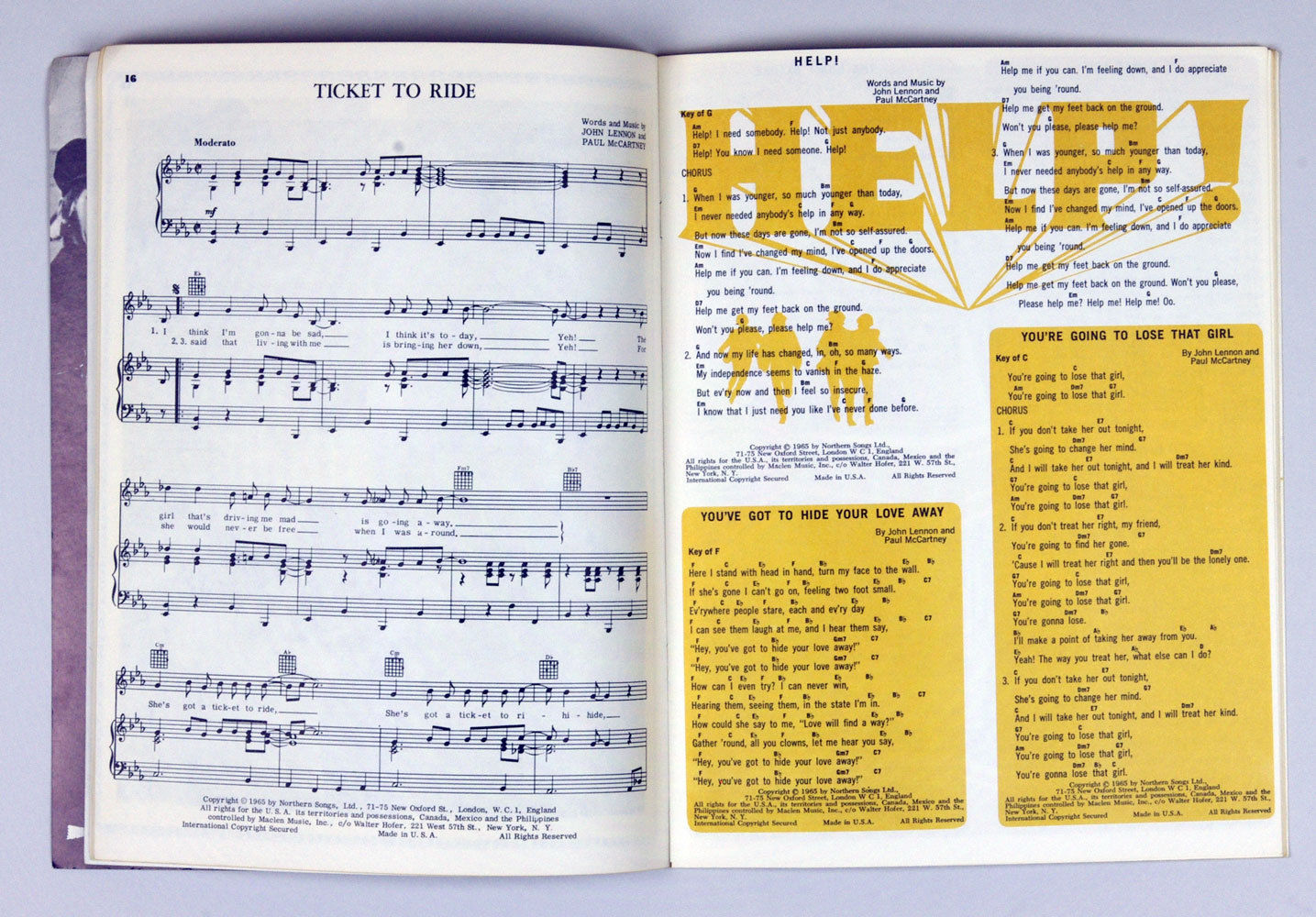 The Beatles Souvenir Film and Song Album Book 1965 HELP