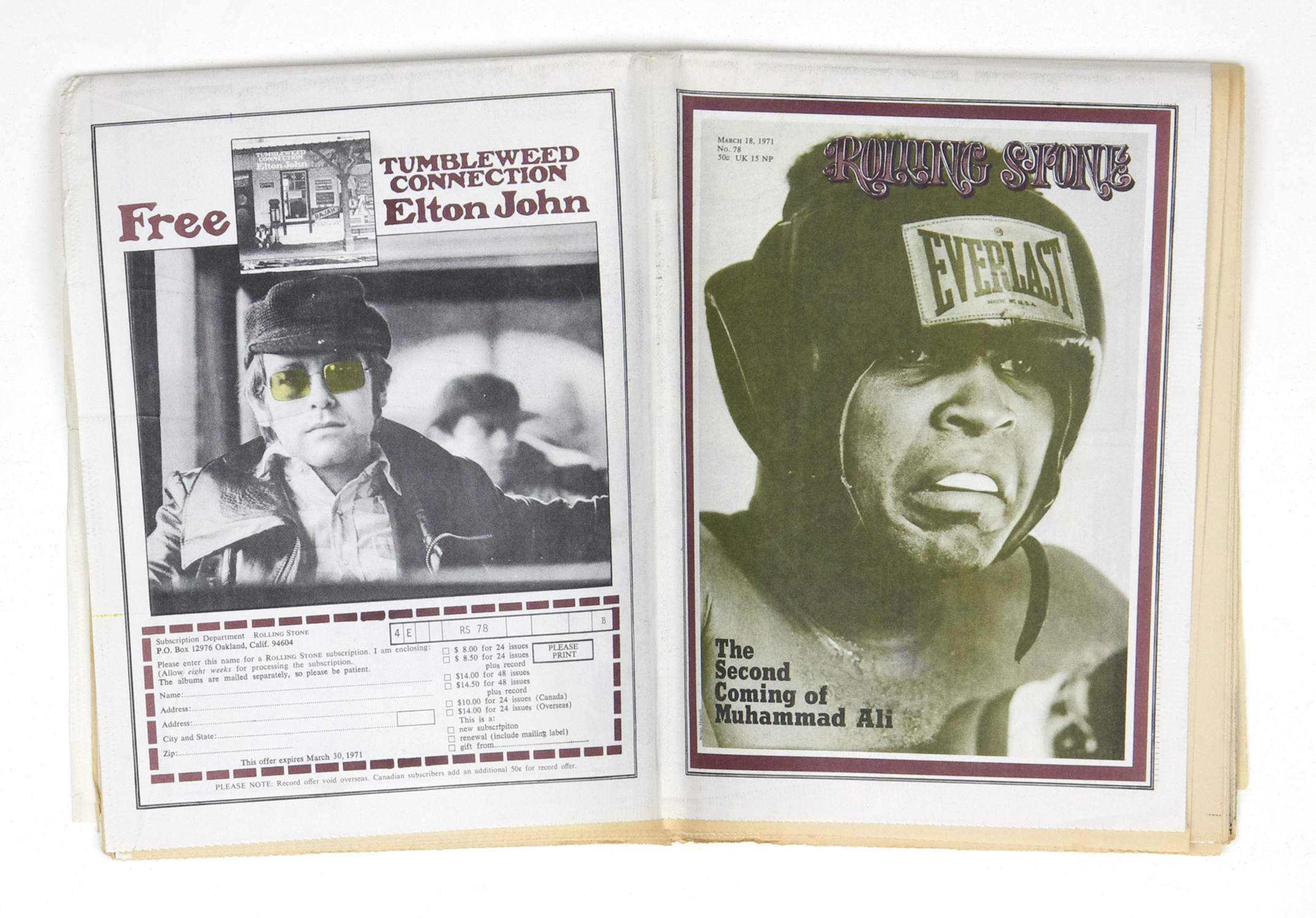 Rolling Stone Magazine Back Issue 1971 Mar 18 No.78 Muhammad Ali 
