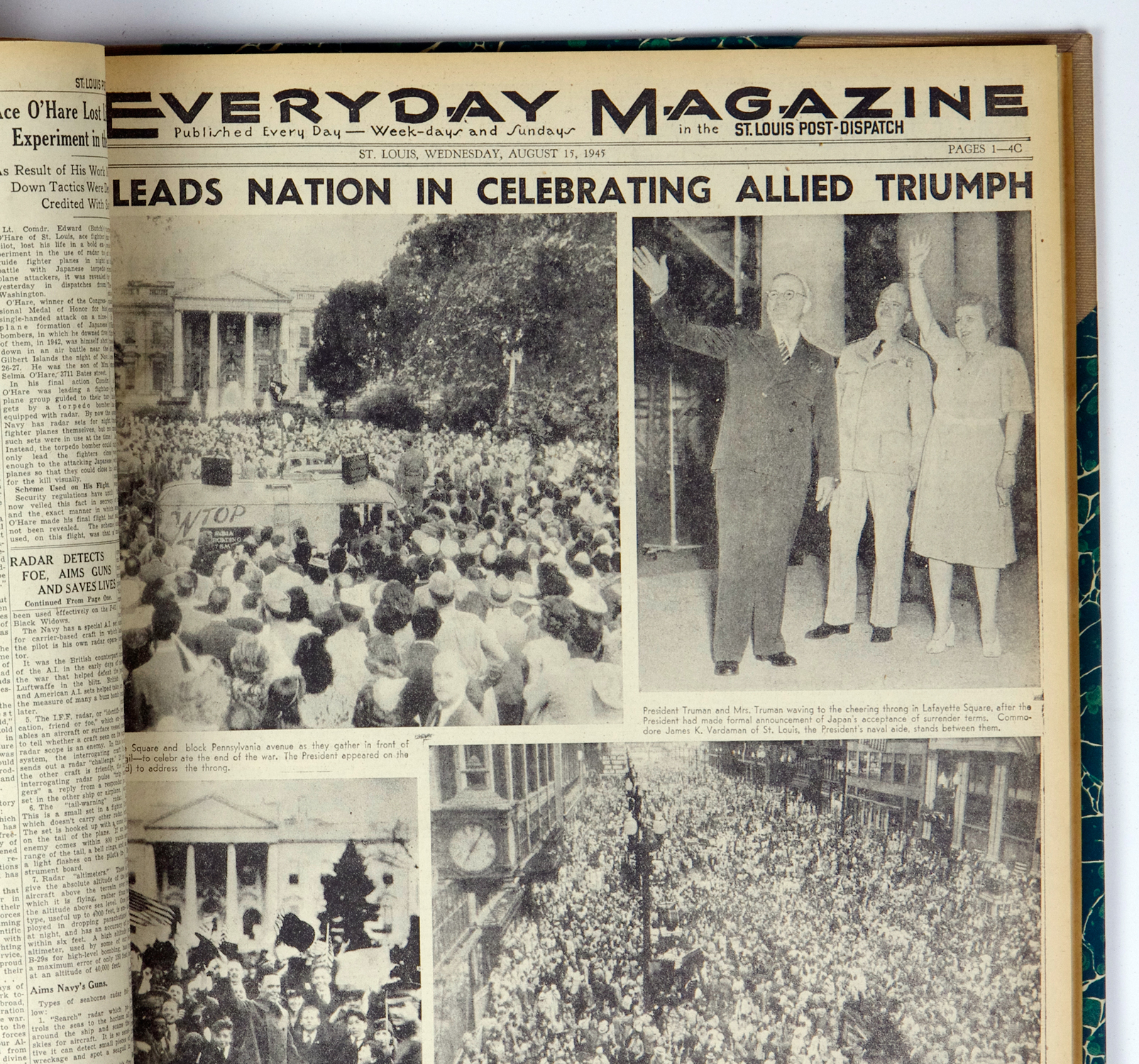 St. Louis Post Dispatch Historical News Paper 1945 August The End of WW II Bound Book