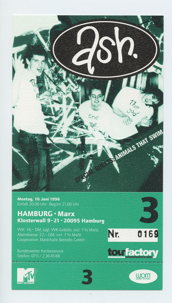 ASH Vintage Ticket 1996 Jun 19 Hamburg Germany 