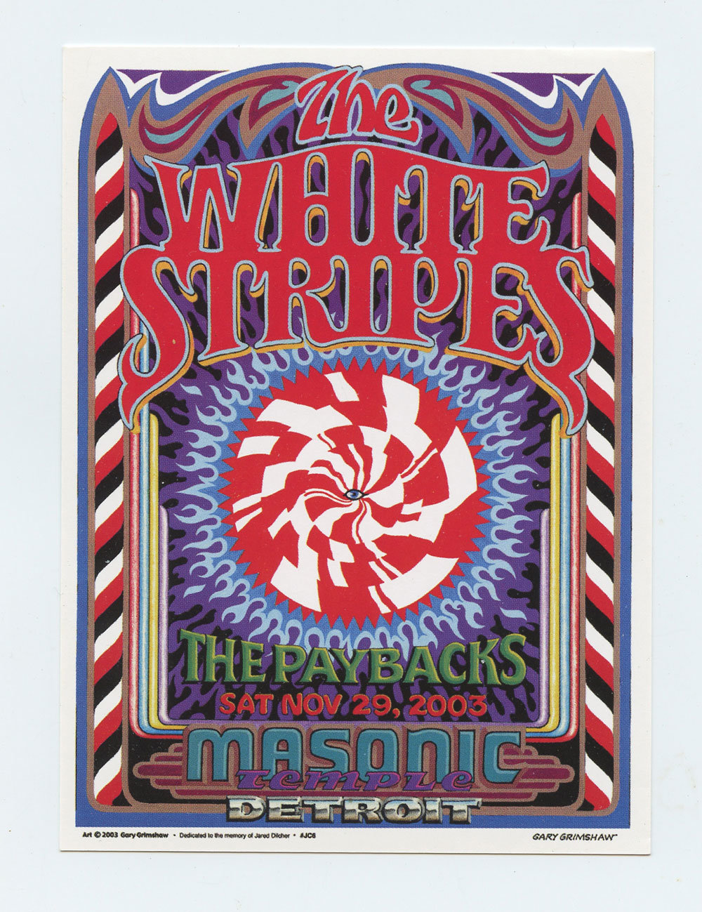 White Stripes Handbill 2003 Masonic Temple Detroit Gary Grimshaw and Donna Loren