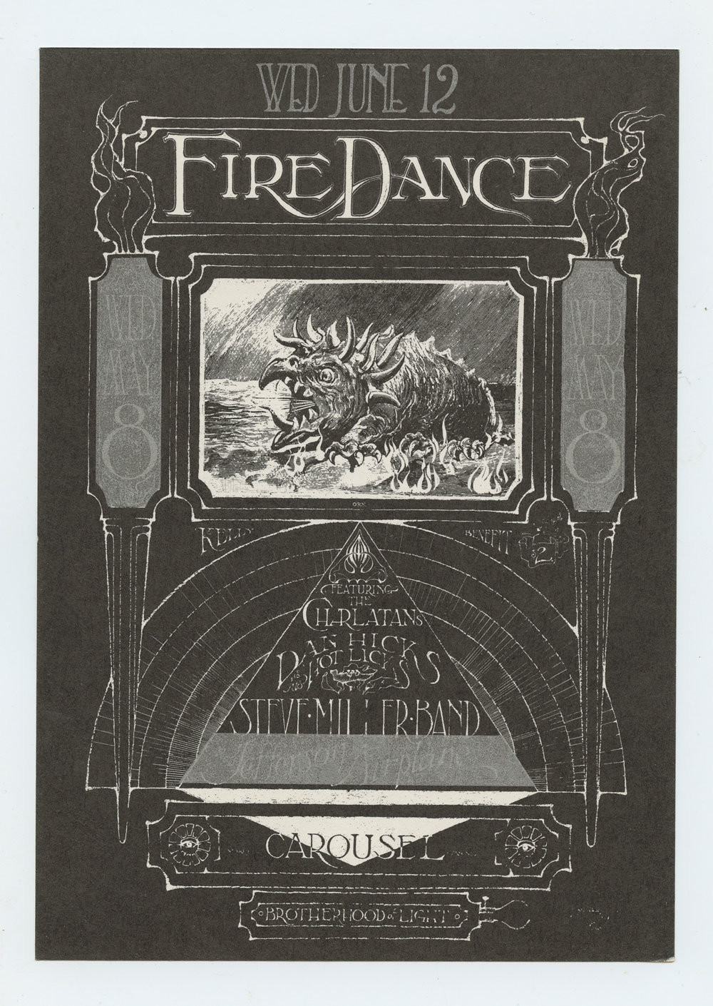 Carousel Ballroom Handbill AOR 2.173 The Charlatans Steve Miller 1968 Jun 12 Alton Kelley