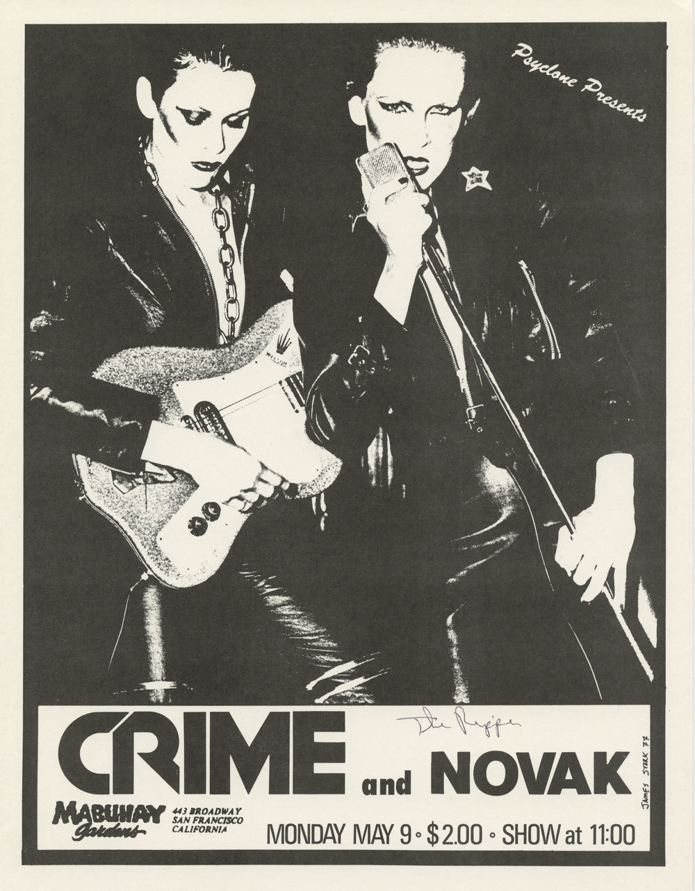 Crime Handbill 1977 May 9 Mabuhay Gardens Ron Greco Signed