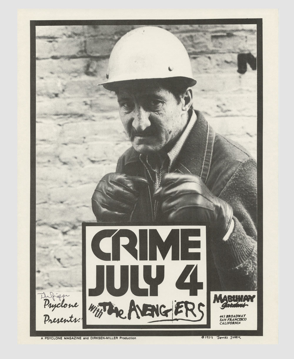 Crime Early American Punk Band Handbill 1977 July 4 Mabuhay Gardens Ron Greco signed