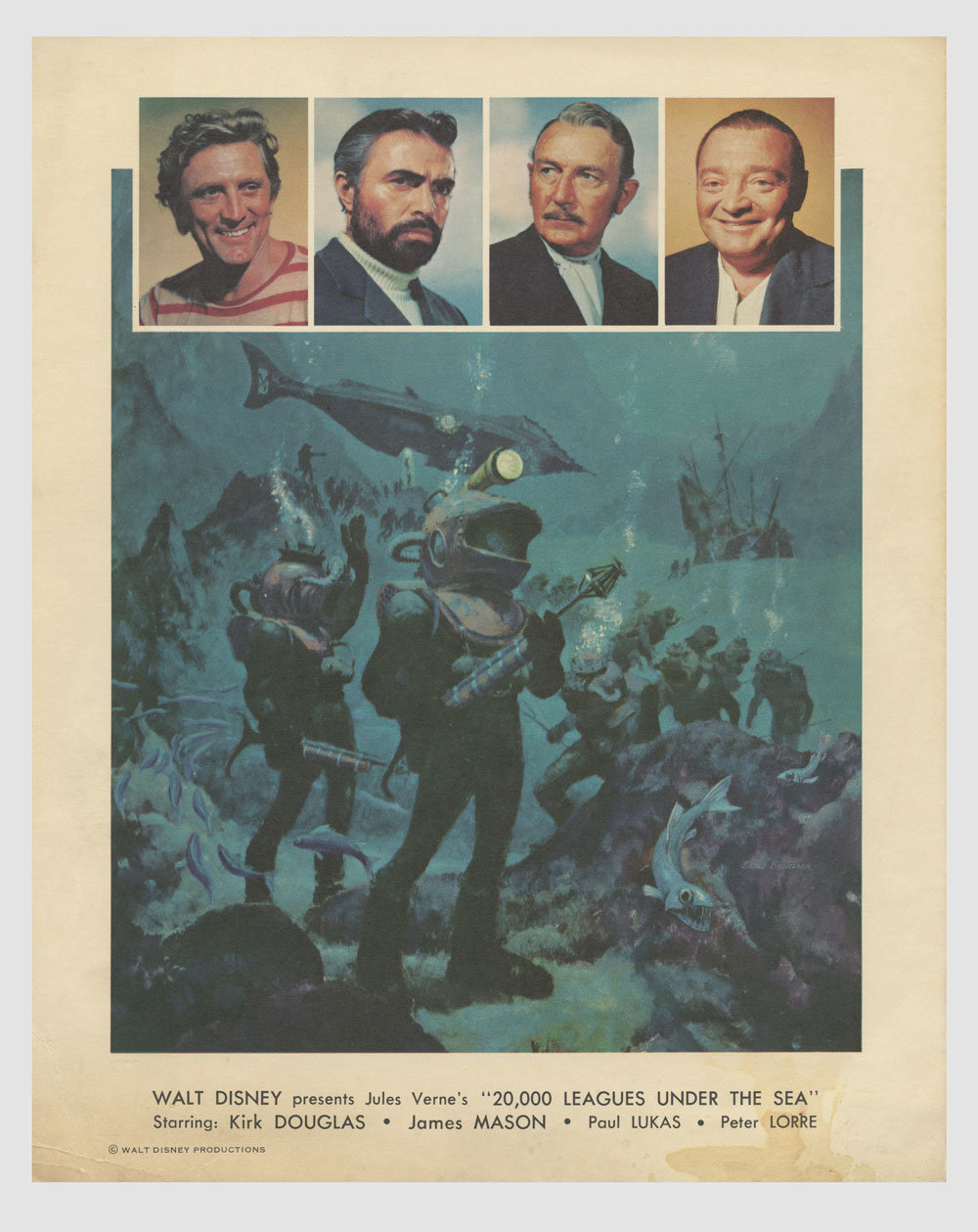 Kirk Douglas Litho Print  20,000 Leagues Under the Sea 1954