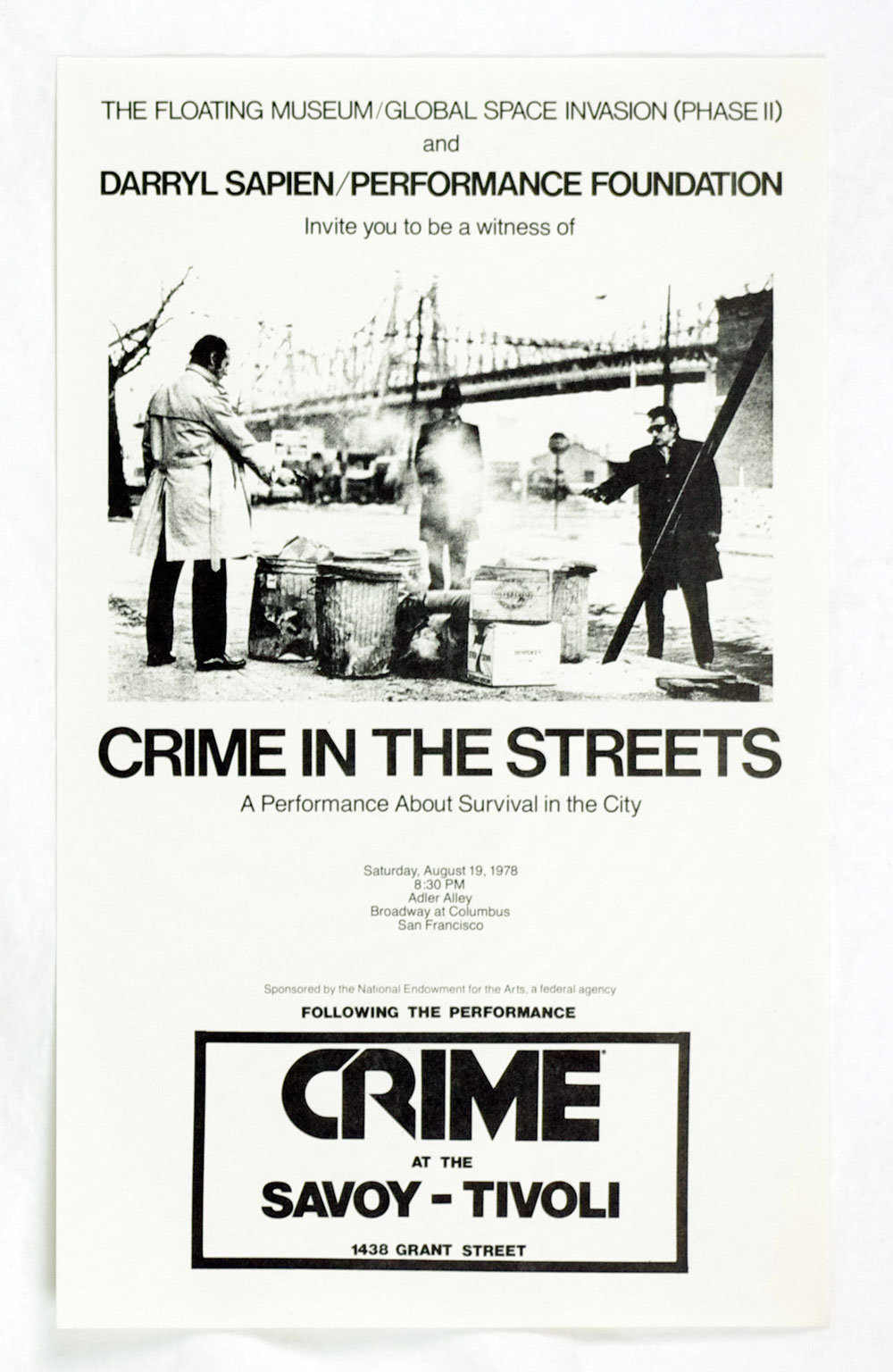 Crime Early American Punk Band Poster 1978 Adler Alley San Francisco