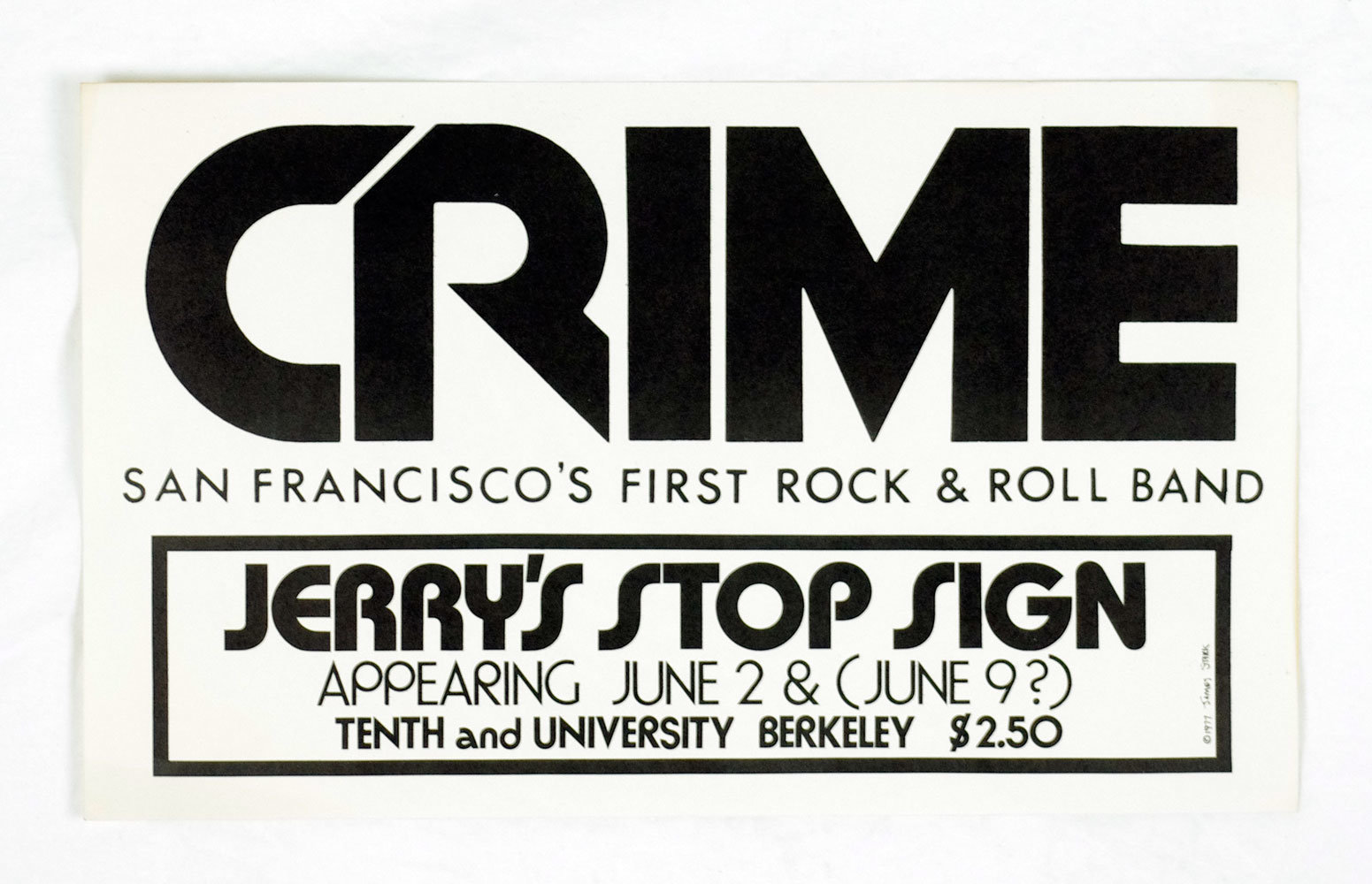 Crime Poster 1978 Jun 2 Jerry's Stop Sign Berkeley