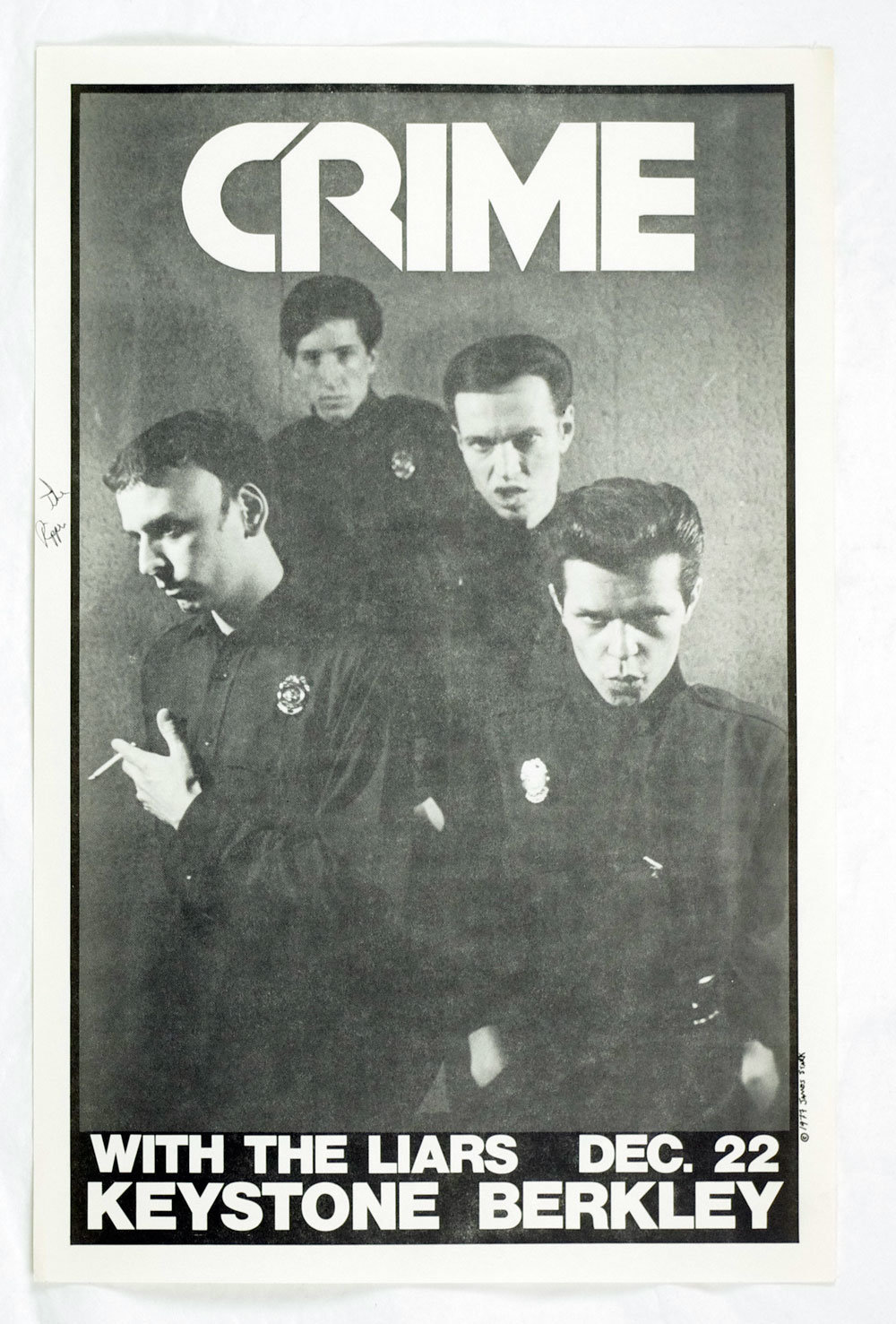 Crime Early American Punk Band Poster 1977 December 22 Keystone Ron Greco Signed