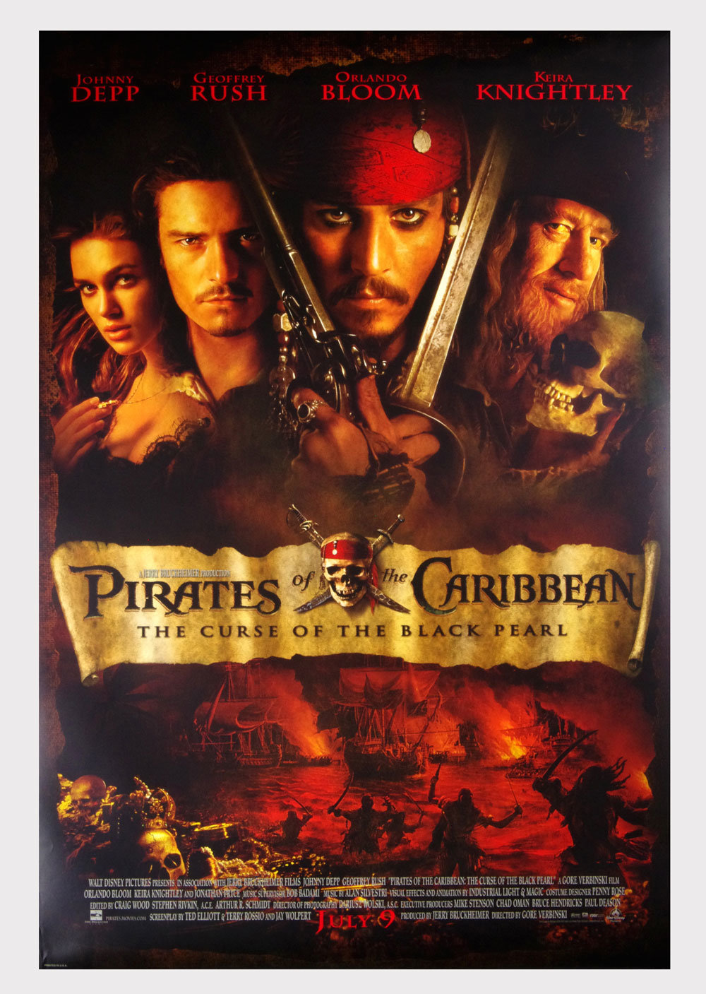 PIRATES OF THE CARIBBEAN The Curse of The Black Pearl Poster 2003 Double Sided