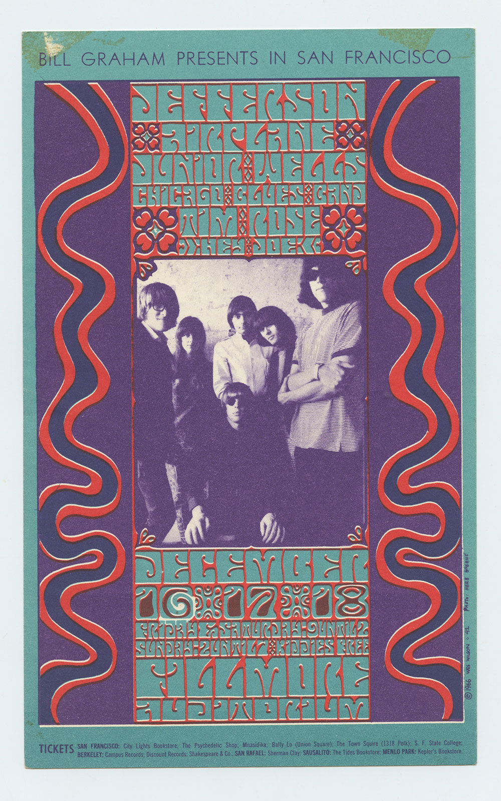 BG  42 Handbill Jefferson Airplane 1966 Dec 17 Very Fine