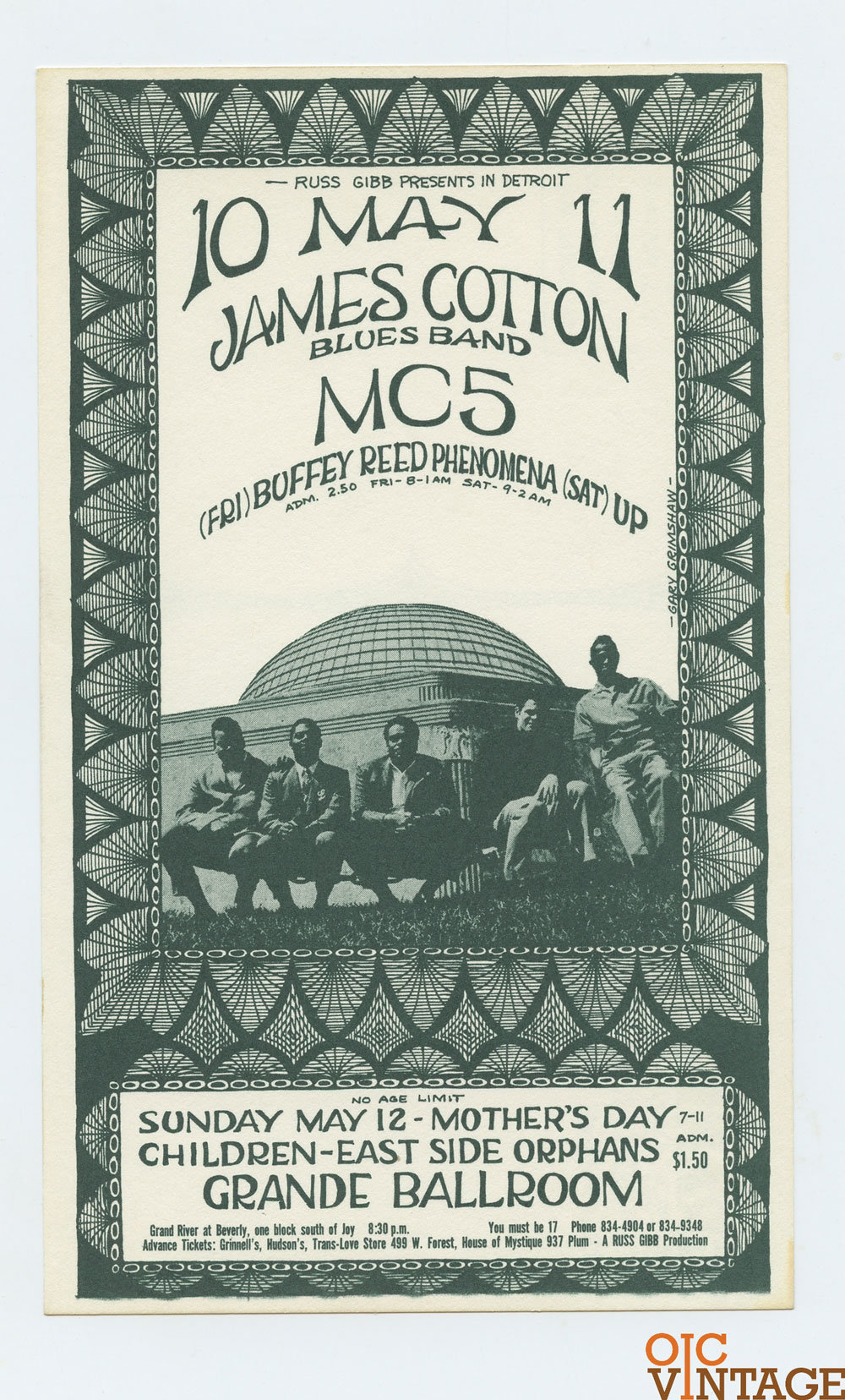 Grande Ballroom Postcard 1968 May 10 James Cotton Blues band MC5