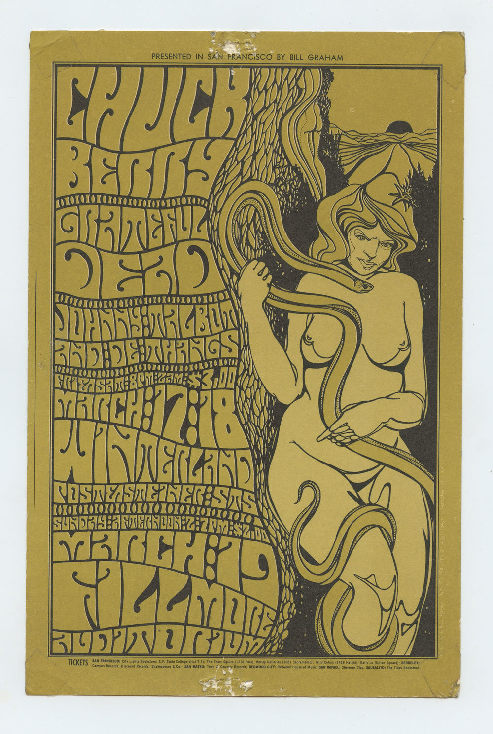 BG  55 Postcard  Grateful Dead 1967 Mar 17 Very Fine