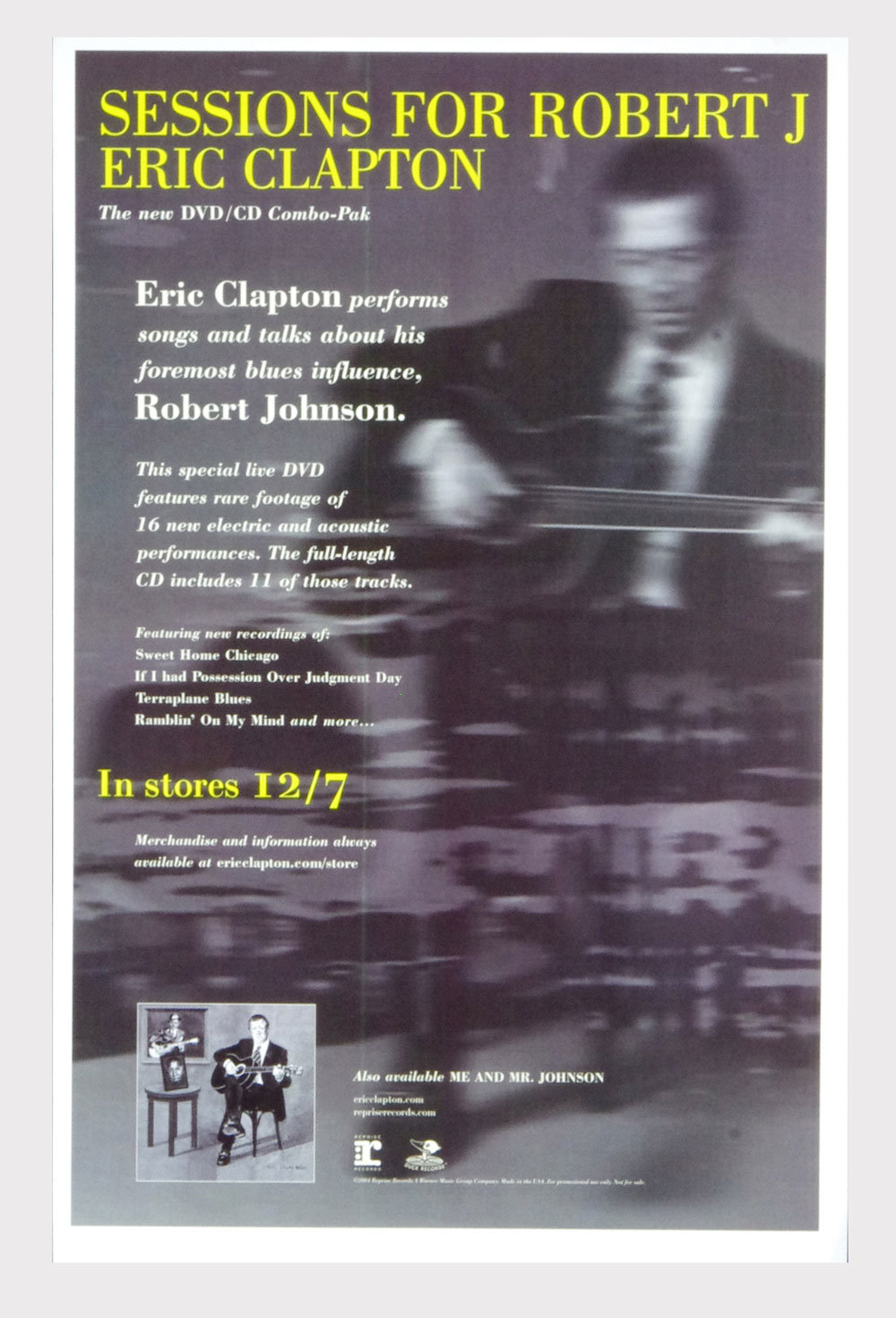 Eric Clapton Poster 2004 Me and Mr. Johnson New Album Promotion